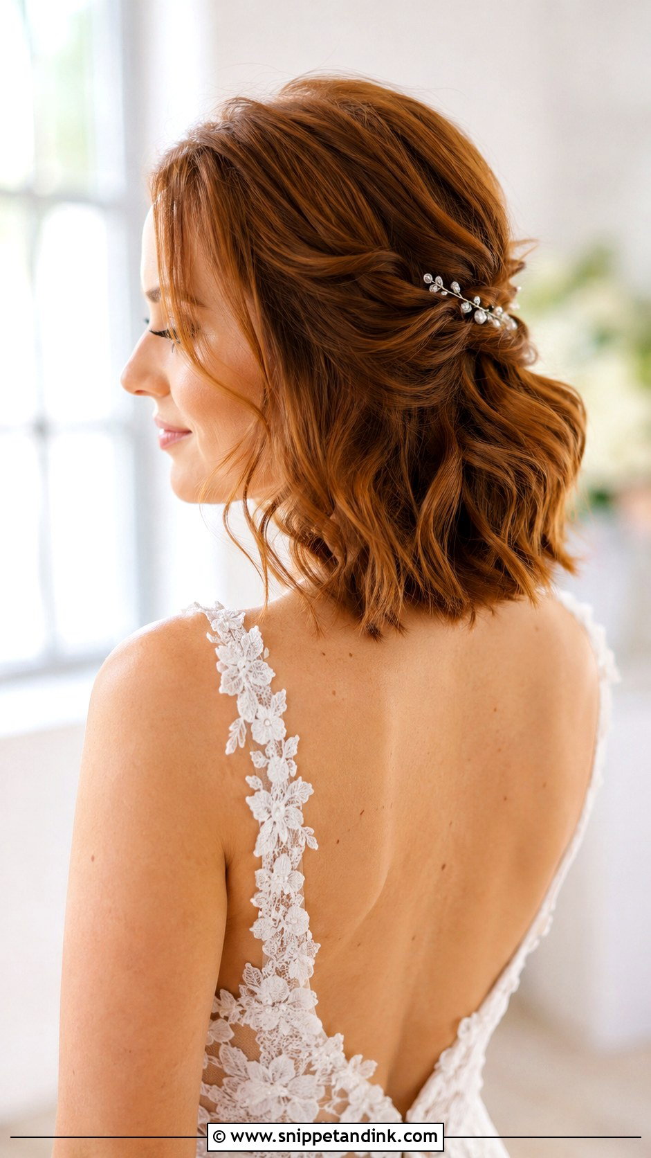 Short Wavy Half Up Wedding Hair - Snippet and Ink - 15 Short Wavy Hairstyles for Wedding