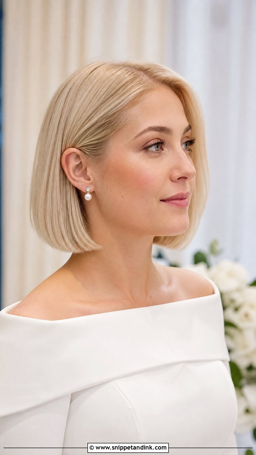 Short Wedding Hair Down With A Blunt Bob - Snippet and Ink - 20 Short Wedding Hair Down Ideas