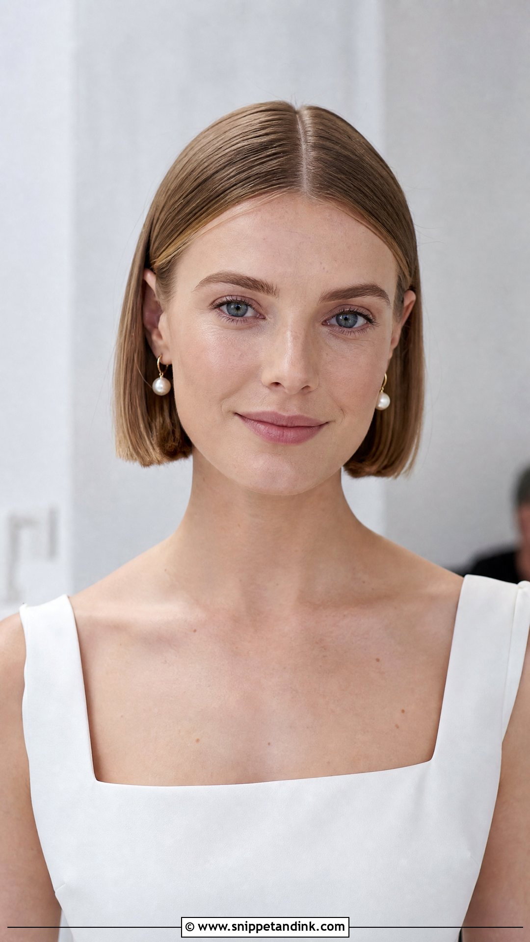 Short Wedding Hair Down With A Center Part Bob - Snippet and Ink - 20 Short Wedding Hair Down Ideas