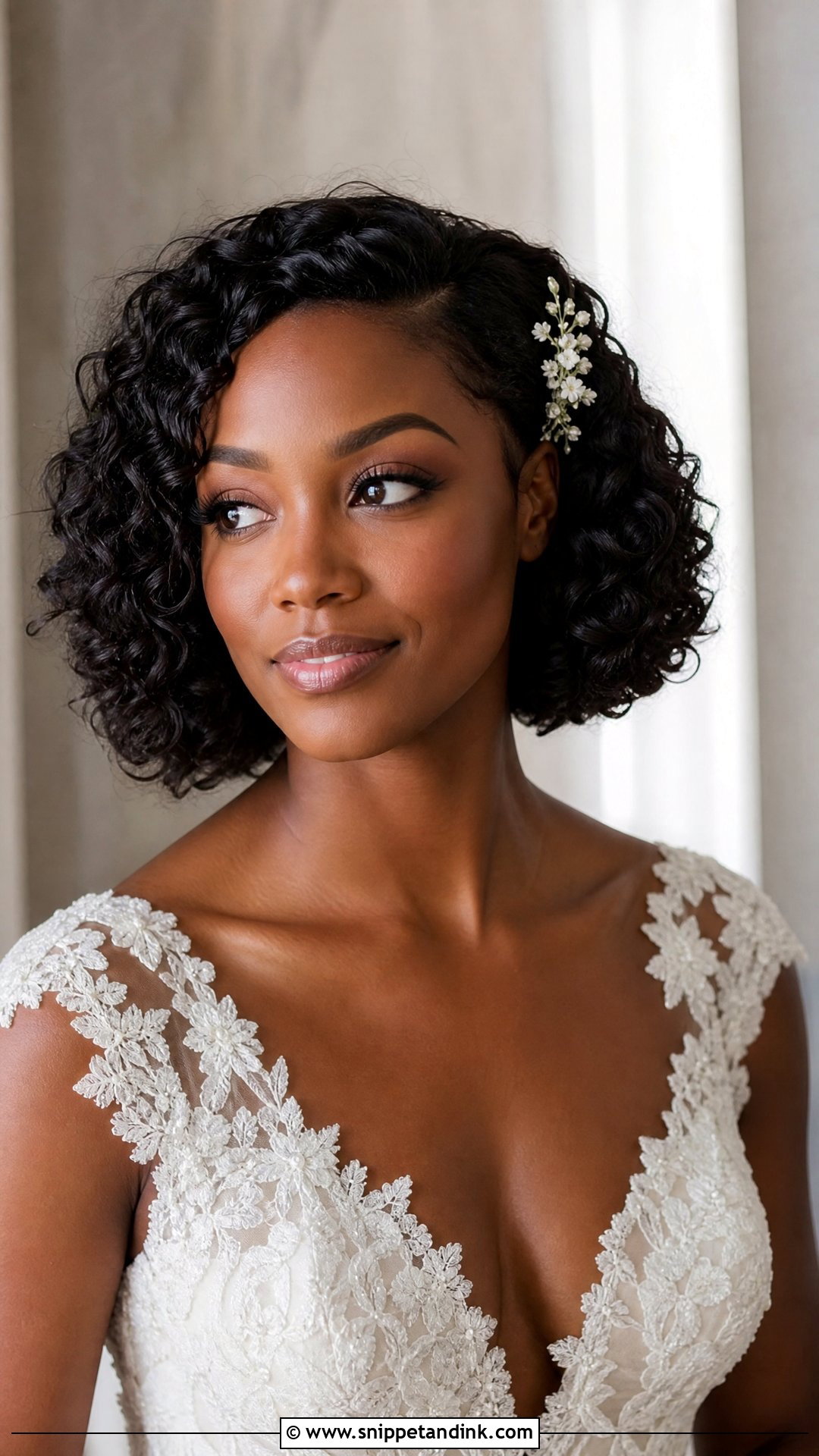 Short Wedding Hair Down With A Curly Bob - Snippet and Ink - 20 Short Wedding Hair Down Ideas