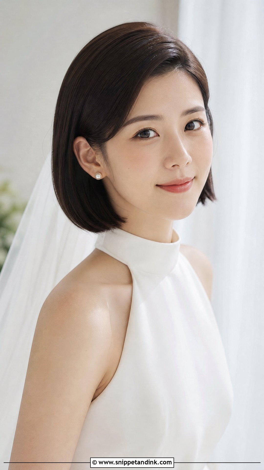 Short Wedding Hair Down With A Sleek Bob - Snippet and Ink - 20 Short Wedding Hair Down Ideas