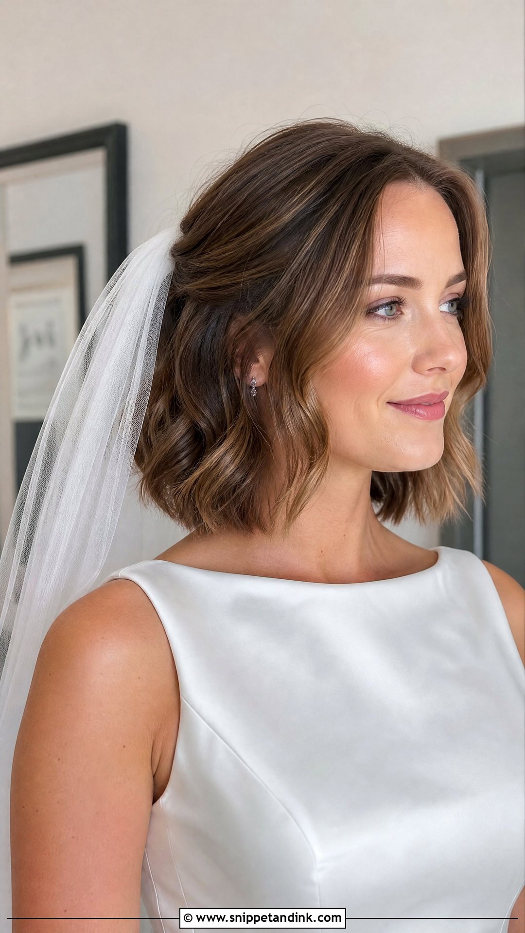 Short Wedding Hair Down With A Veil - Snippet and Ink - 20 Short Wedding Hair Down Ideas