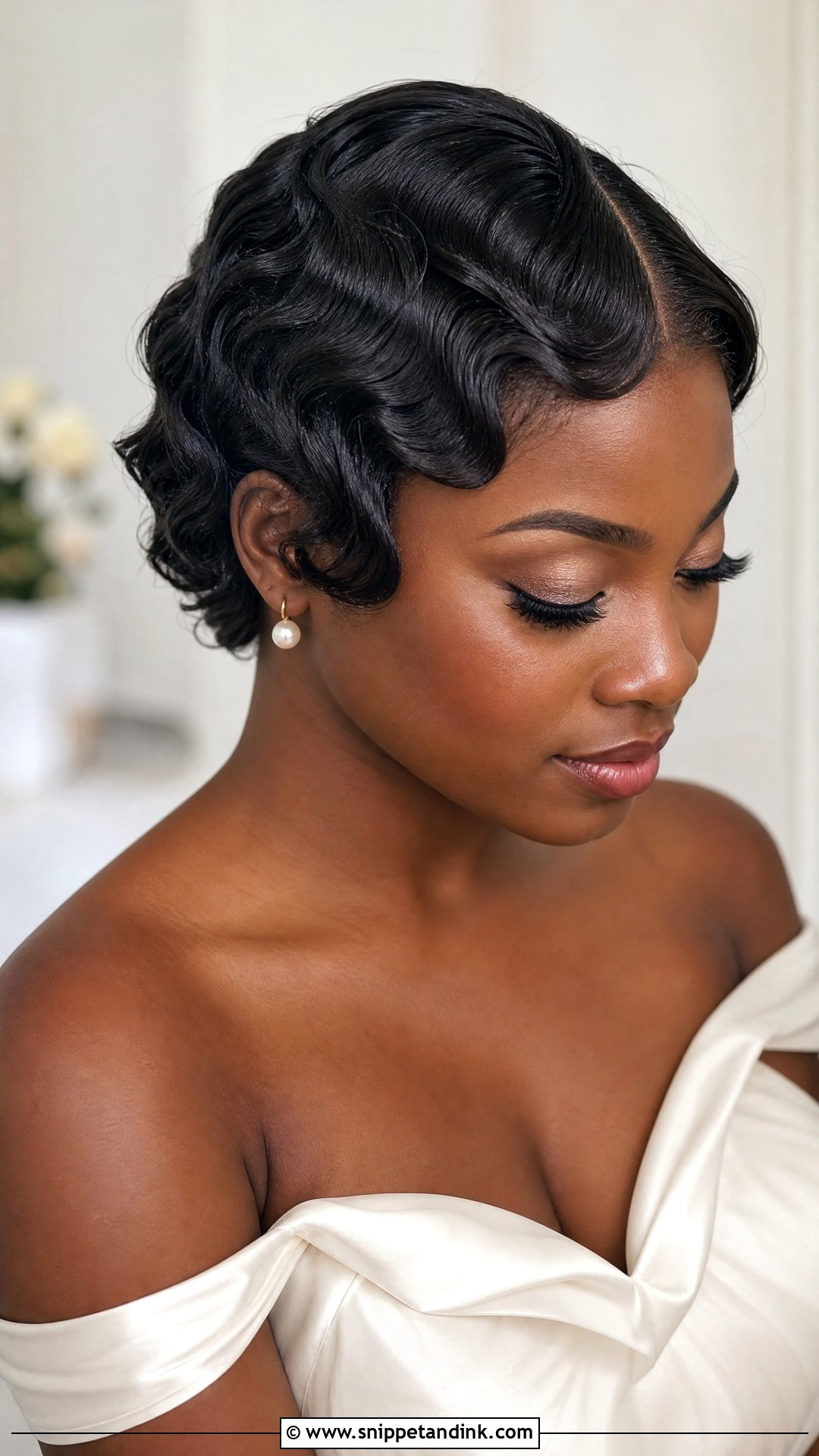 Short Wedding Hair Down With Finger Waves - Snippet and Ink - 20 Short Wedding Hair Down Ideas