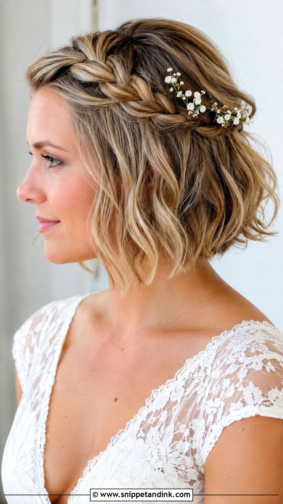 Short Wedding Hair With Braided Crown - Snippet and Ink - 15 Short Hairstyle for Weddings