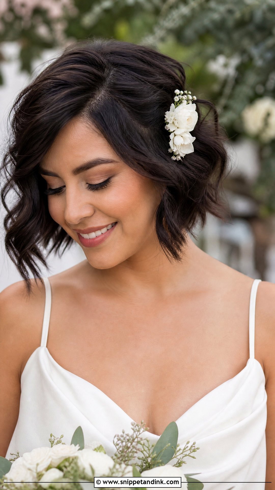 Short Wedding Hair With Flower Clip - Snippet and Ink - 15 Easy Short Wedding Hairstyles
