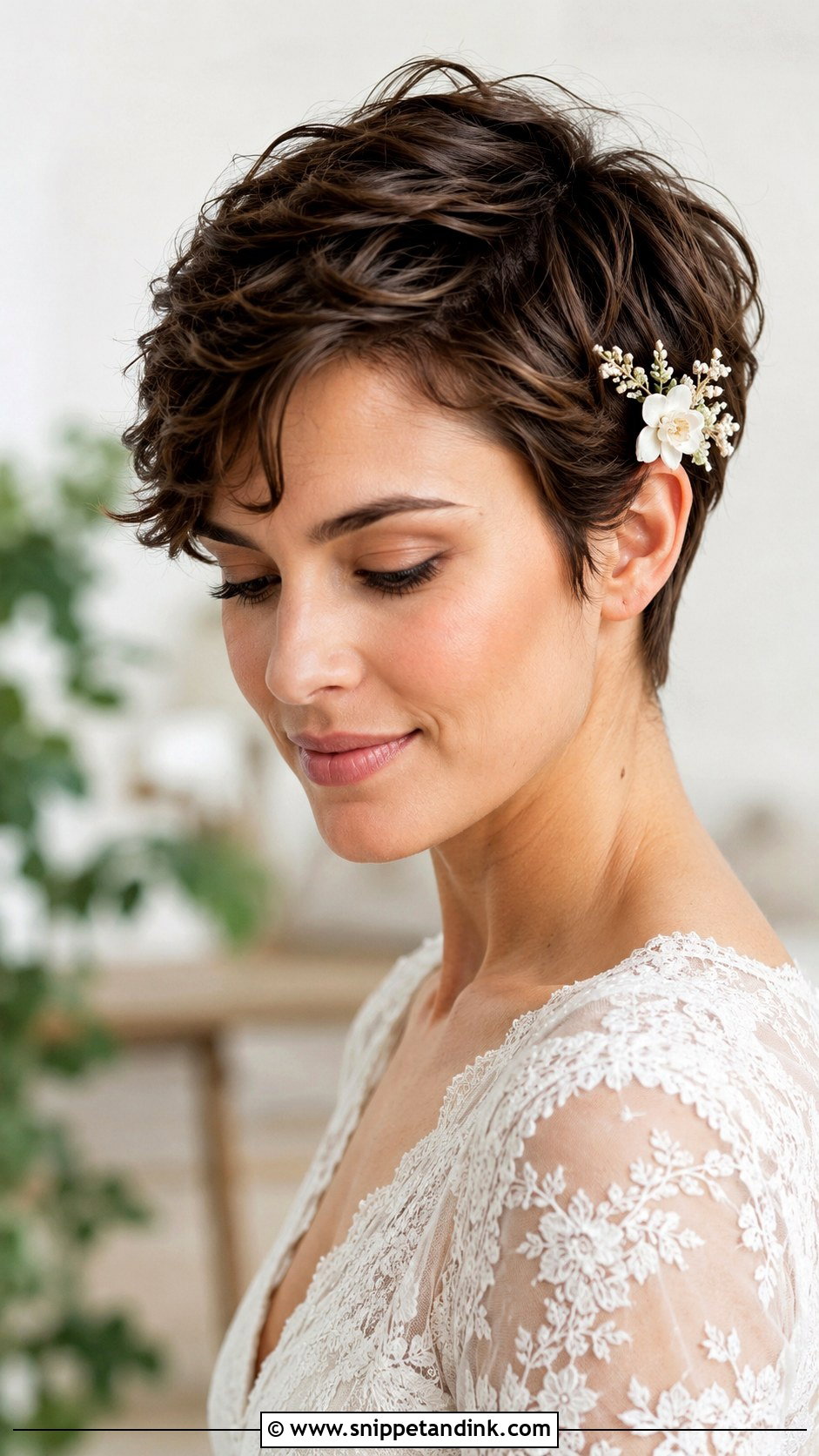 Short Wedding Hair With Flower Comb - Snippet and Ink - 15 Very Short Wedding Hair Ideas