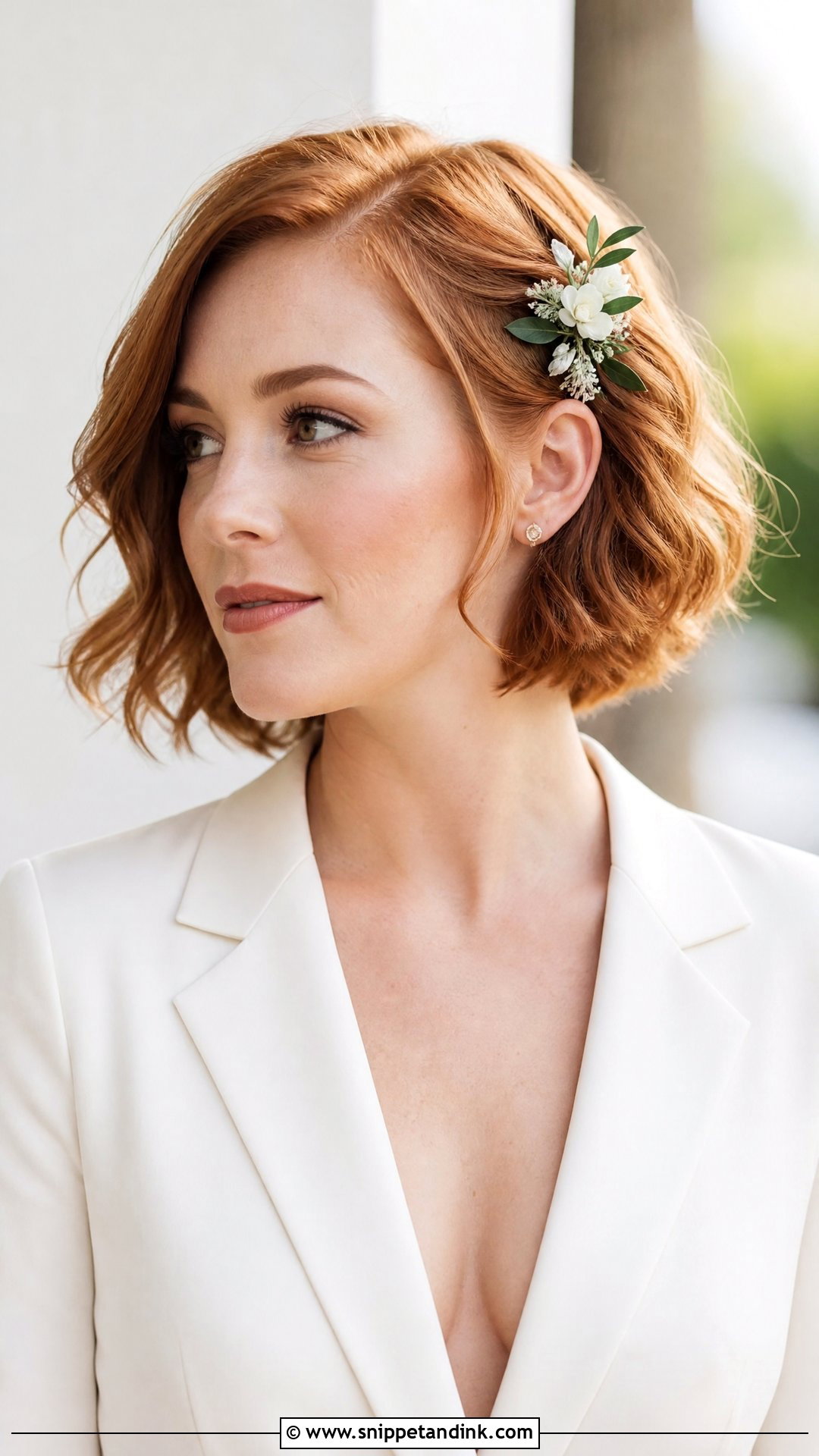 Short Wedding Hair With Flowers - Snippet and Ink - 15 Bride Flower Hair Ideas