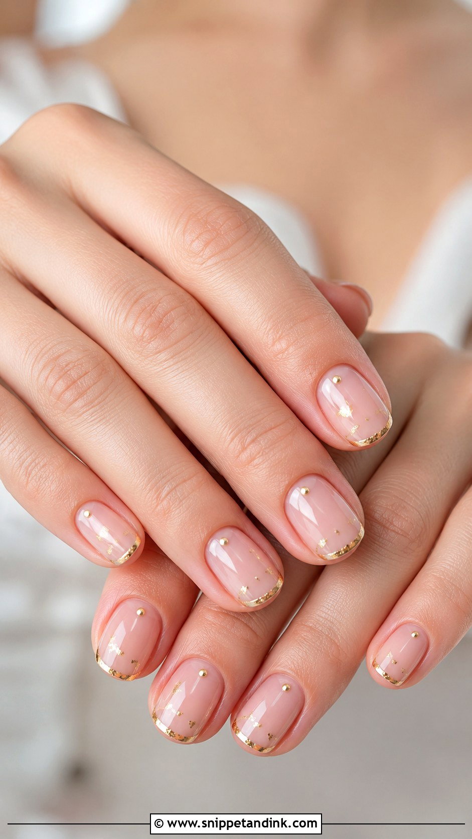 Short Wedding Nails With Gold Accent - Snippet and Ink - 20 Wedding Nails Gold Accent