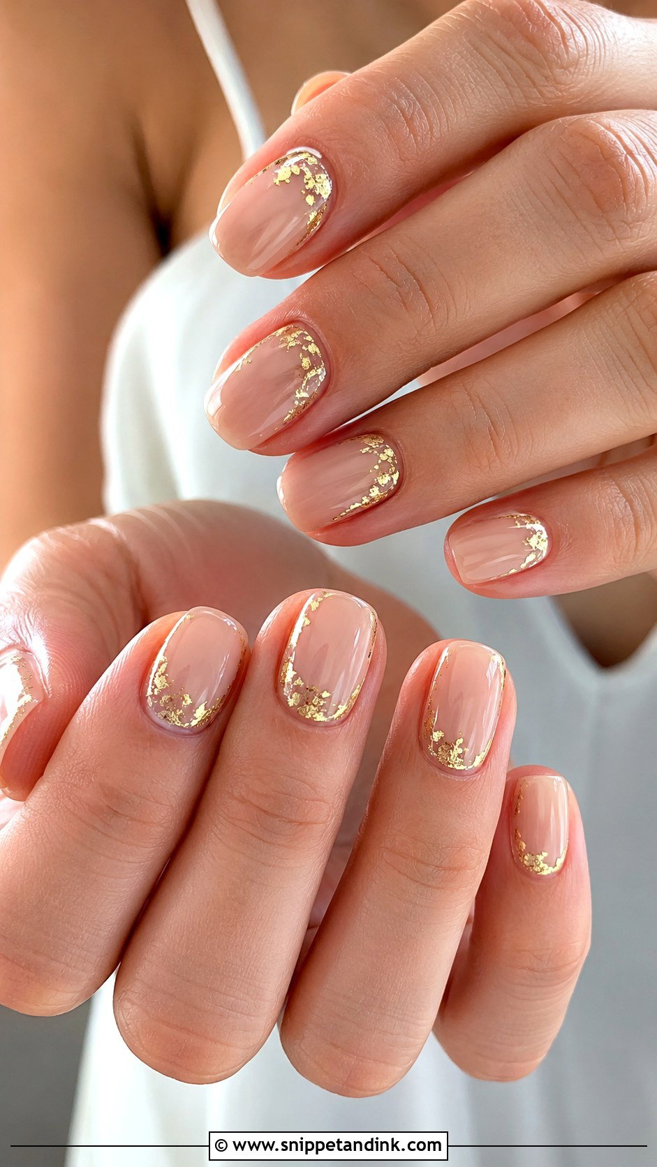 Short Wedding Nails With Gold Foil - Snippet and Ink - 20 Short Wedding Nails Brides