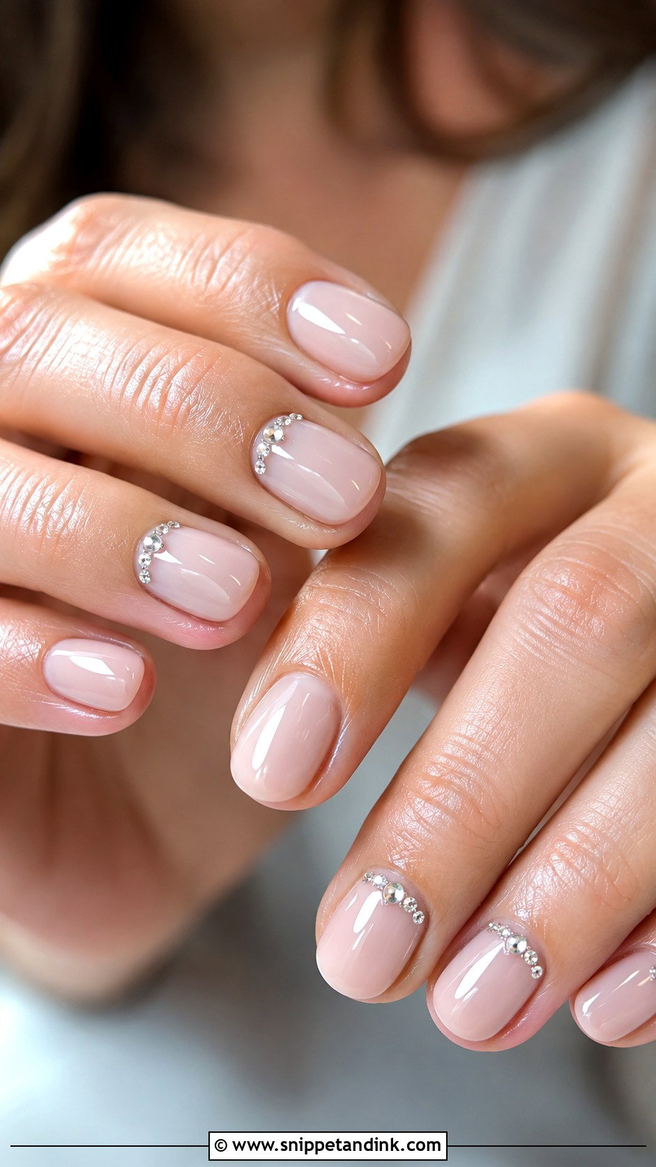 Short Wedding Nails With Rhinestones - Snippet and Ink - 20 Short Wedding Nails Brides