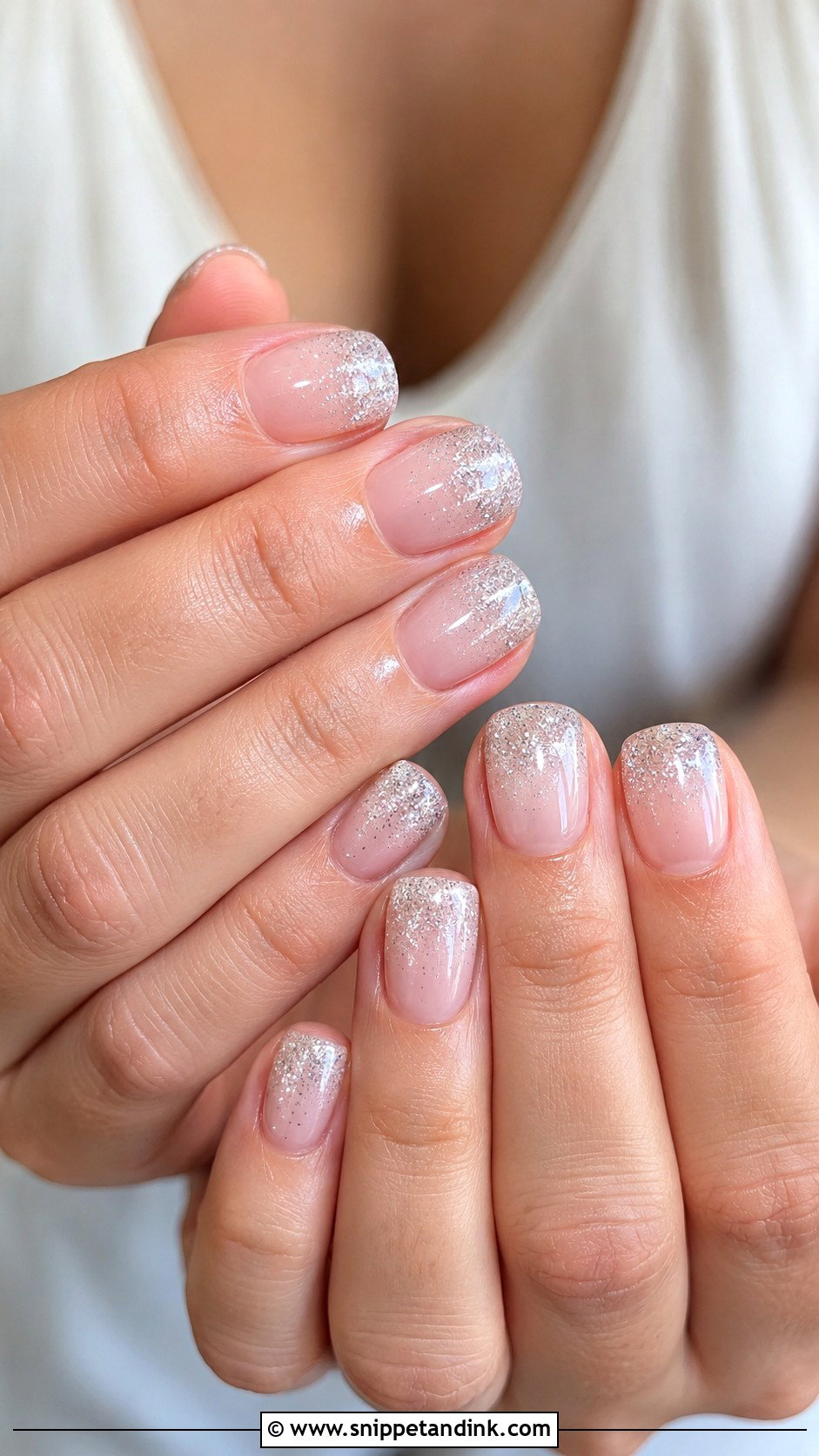 Short Wedding Nails With Silver Glitter - Snippet and Ink - 20 Short Wedding Nails Brides