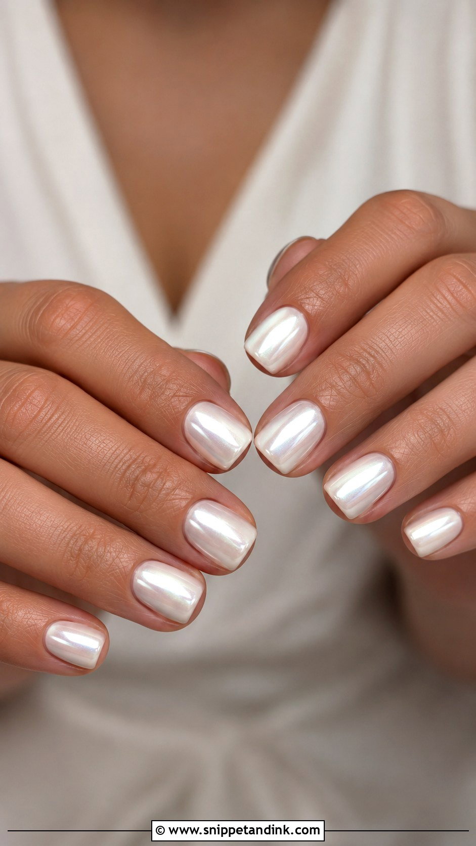 Short White Chrome Wedding Nails - Snippet and Ink - 30 Short Wedding Nails