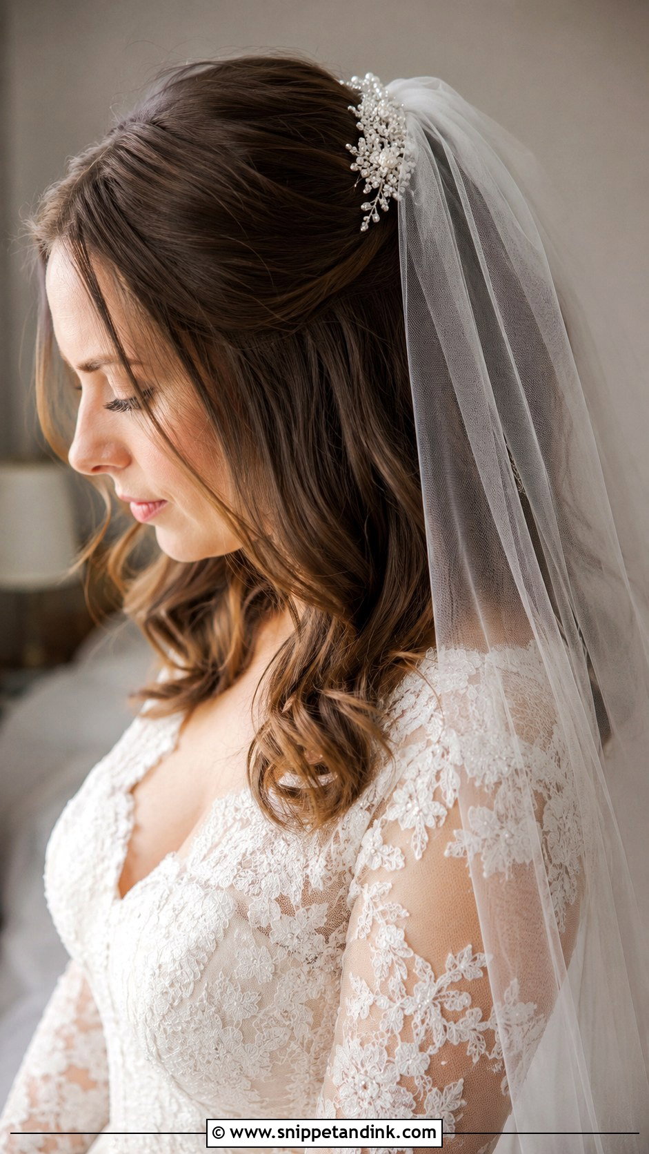 Shoulder Length Bridal Hair With Veil - Snippet and Ink - 25 Short Bridal Hair Shoulder Length Ideas