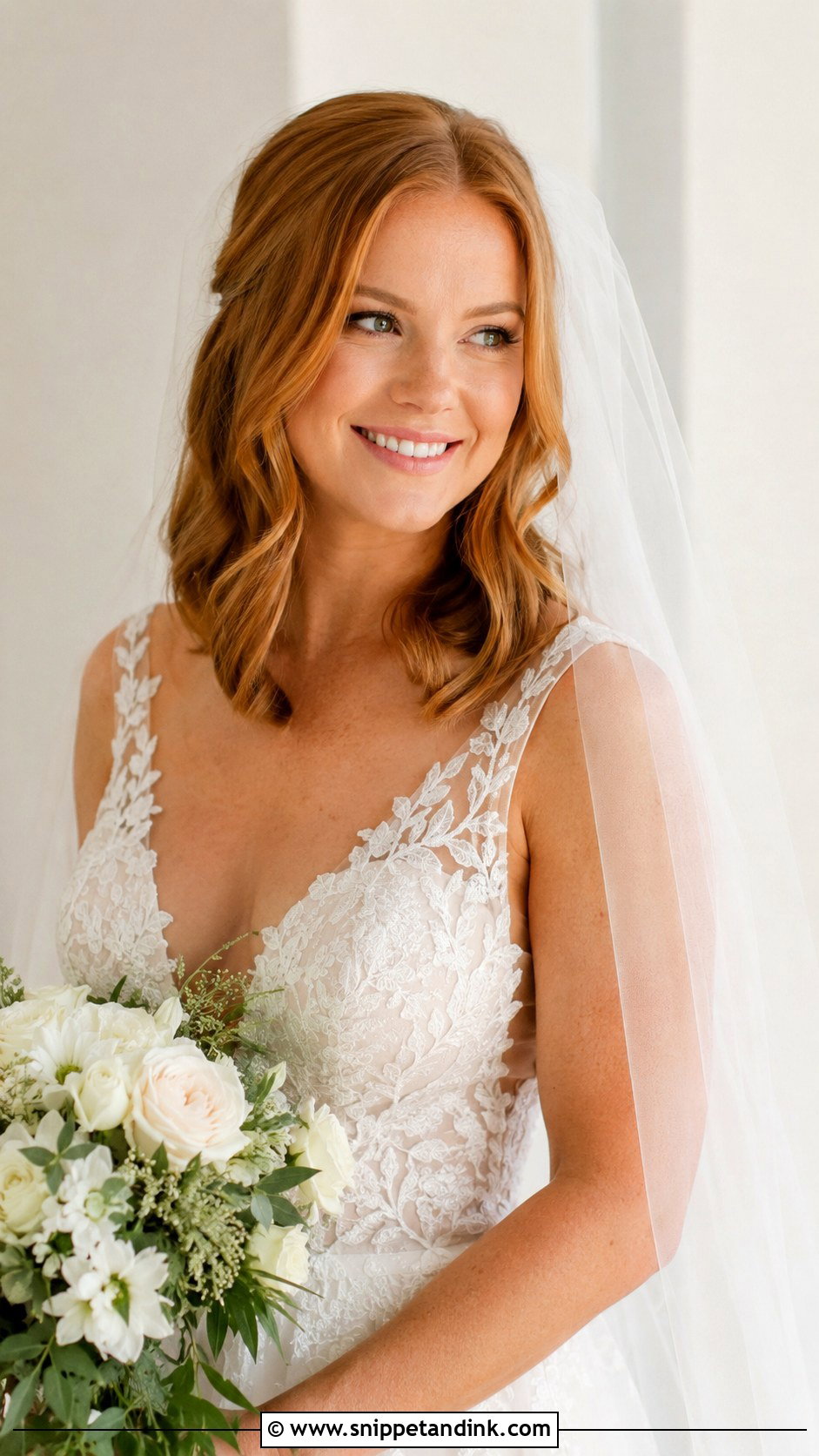 Shoulder Length Bridal Hair With Veil - Snippet and Ink - 15 Shoulder Length Bride Hairstyles