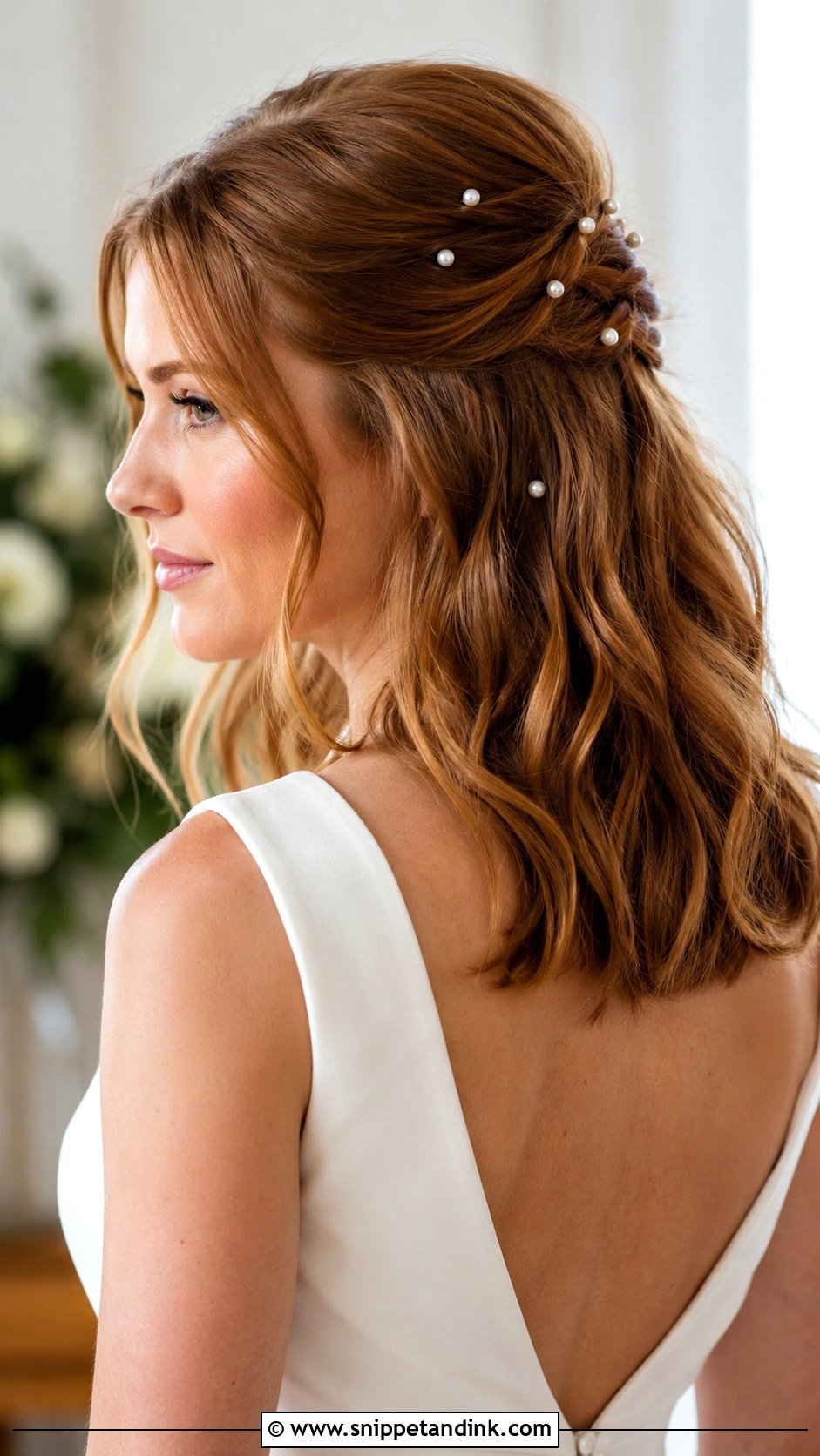 Shoulder Length Bridal Half Up Half Down Sleek Hair - Snippet and Ink - 15 Shoulder Length Bridal Half-Up Half-Down Hair Ideas