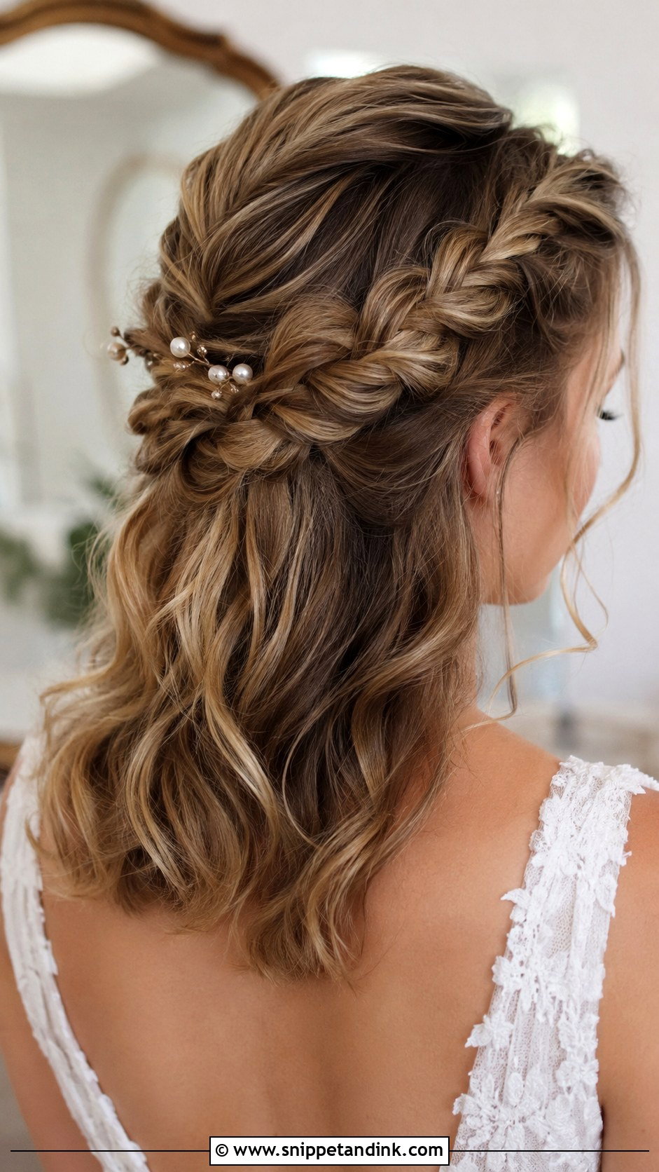 Shoulder Length Bridal Half Up Half Down With Braid - Snippet and Ink - 15 Shoulder Length Bridal Half-Up Half-Down Hair Ideas