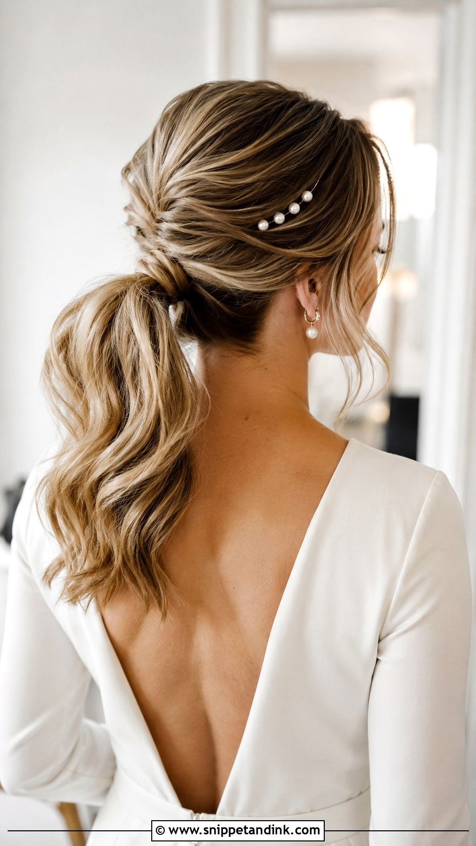 Shoulder Length Bridal Ponytail - Snippet and Ink - 15 Shoulder Length Hair Bride Ideas