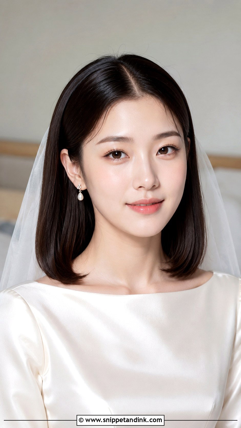 Shoulder Length Bridal Sleek Hair - Snippet and Ink - 15 Shoulder Length Hair Bride Ideas