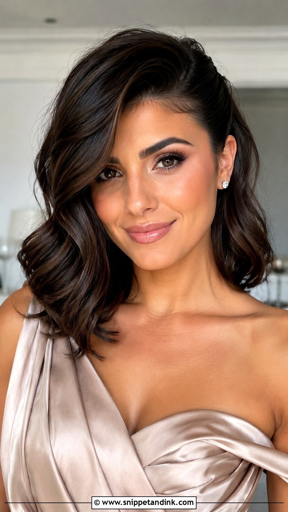 Shoulder Length Bridesmaid Deep Side Sweep - Snippet and Ink - 20 Short Hair Wedding Styles Bridesmaid Shoulder Length