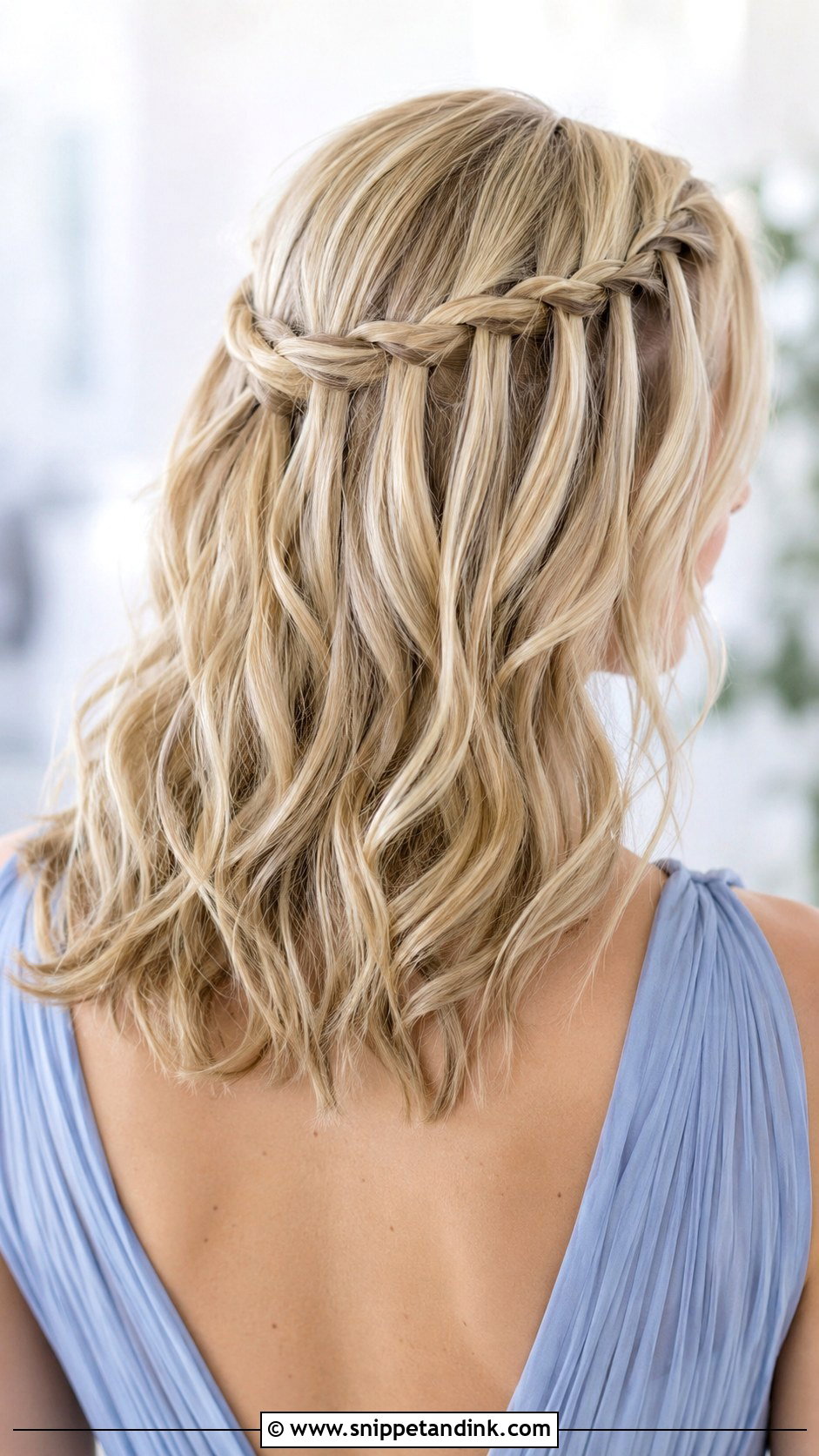 Shoulder Length Bridesmaid Hair Waterfall Braid - Snippet and Ink - 25 Shoulder Length Bridesmaid Hair Ideas