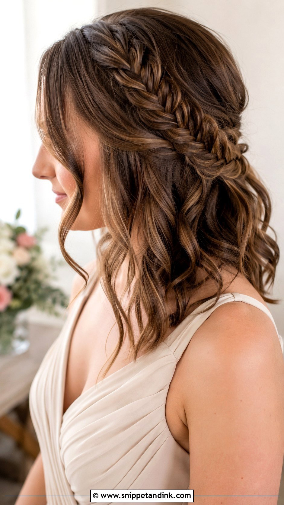 Shoulder Length Bridesmaid Hair With Fishtail Braid - Snippet and Ink - 25 Shoulder Length Bridesmaid Hair Ideas