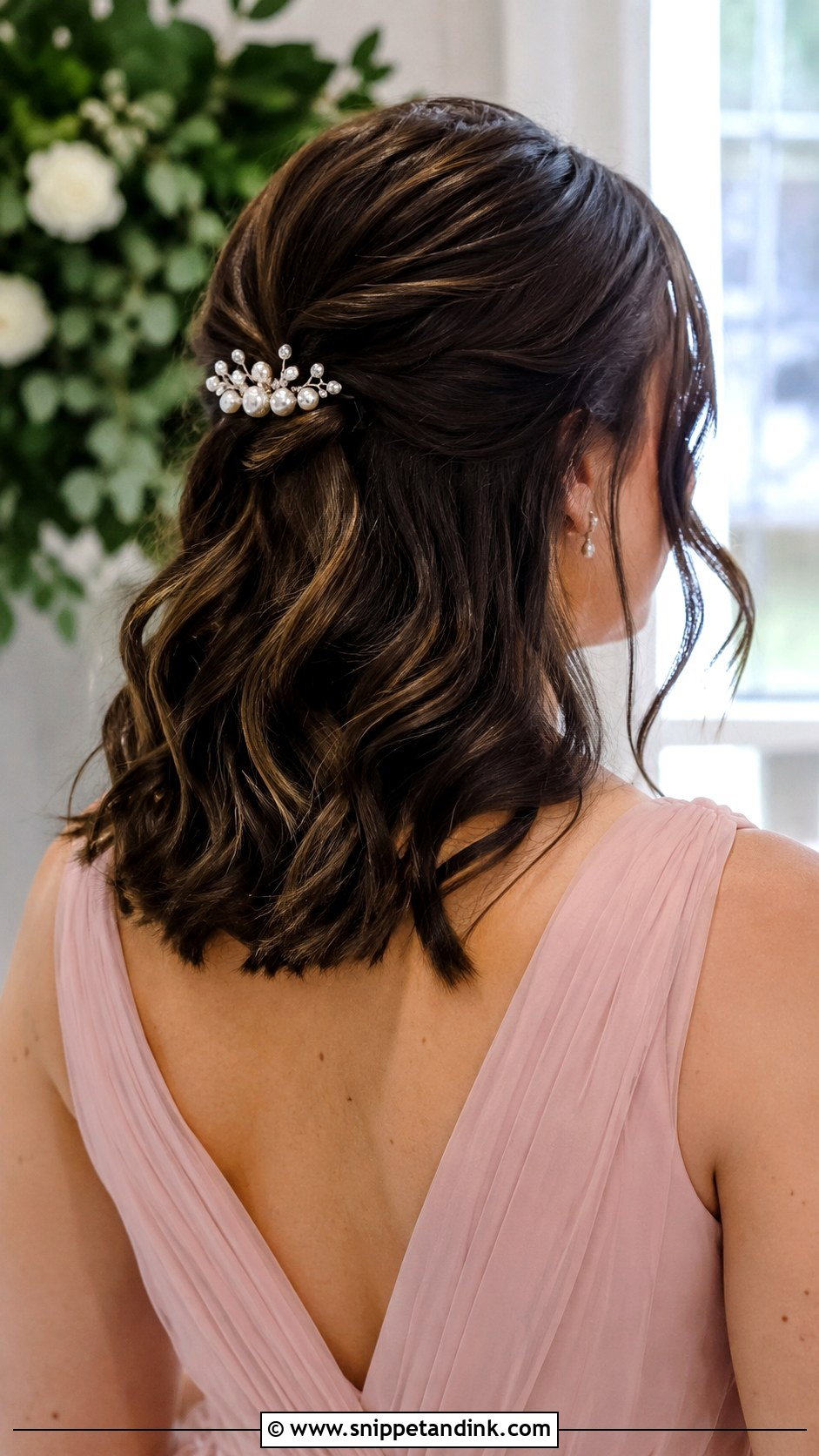 Shoulder Length Bridesmaid Half Up Hair - Snippet and Ink - 20 Short Hair Wedding Styles Bridesmaid Shoulder Length