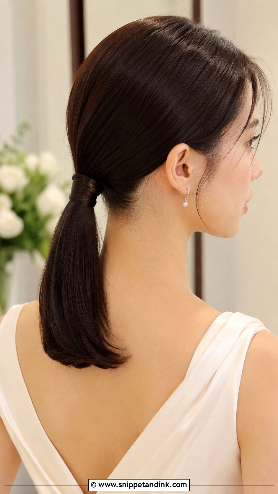 Shoulder Length Bridesmaid Sleek Low Ponytail - Snippet and Ink - 25 Bridesmaid Hairstyles Shoulder Length