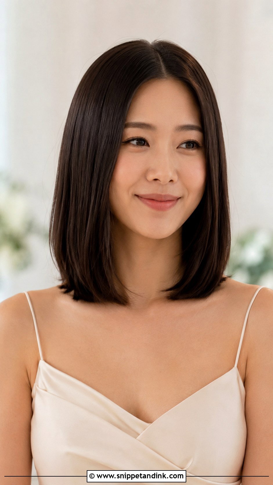 Shoulder Length Bridesmaid Sleek Straight Hair - Snippet and Ink - 20 Short Hair Wedding Styles Bridesmaid Shoulder Length