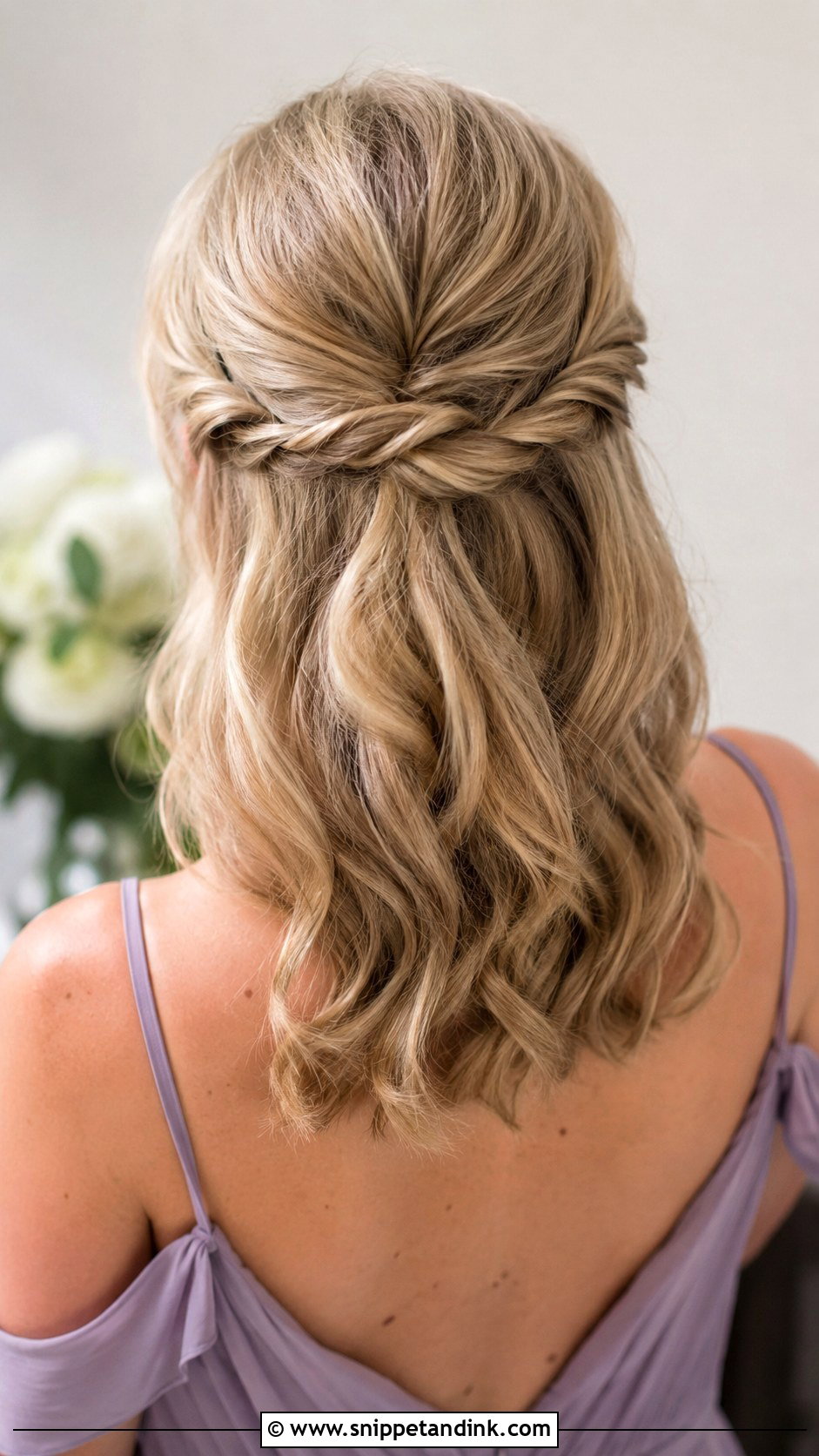 Shoulder Length Bridesmaid Twisted Half Up Hair - Snippet and Ink - 25 Bridesmaid Hairstyles Shoulder Length