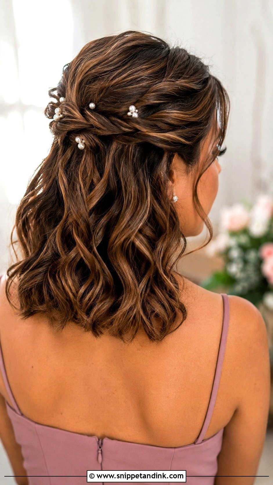 Shoulder Length Bridesmaid Twisted Half Up Hair - Snippet and Ink - 20 Short Hair Wedding Styles Bridesmaid Shoulder Length