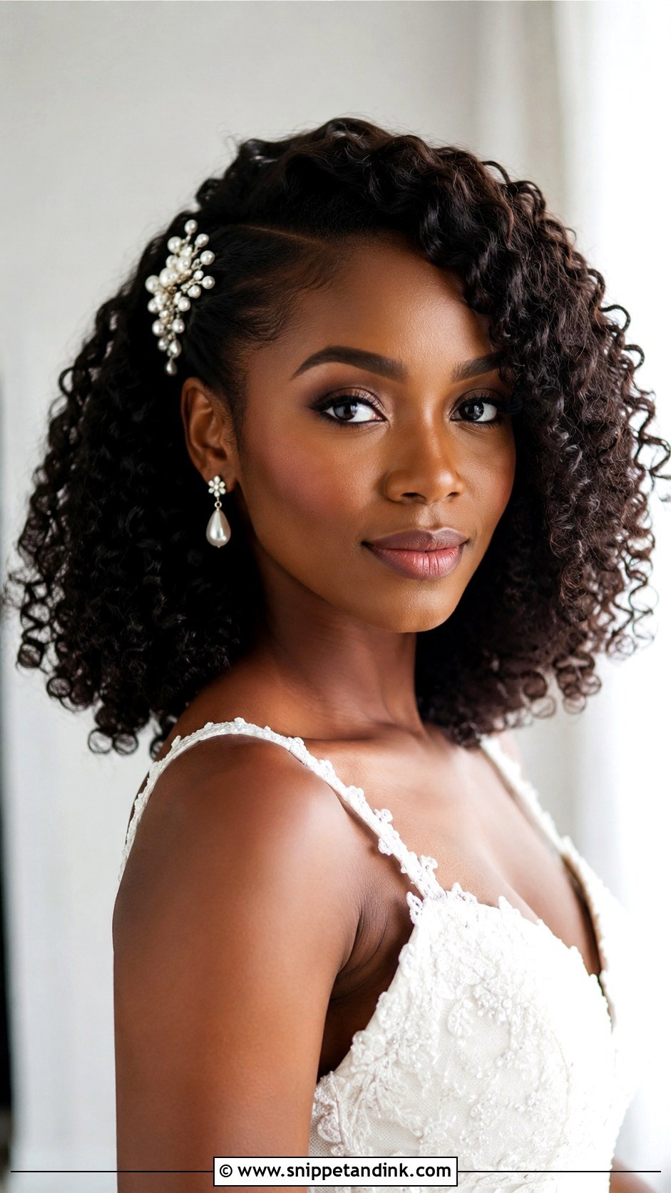 Shoulder Length Curly Bride Hair - Snippet and Ink - 15 Shoulder Length Bride Hairstyles