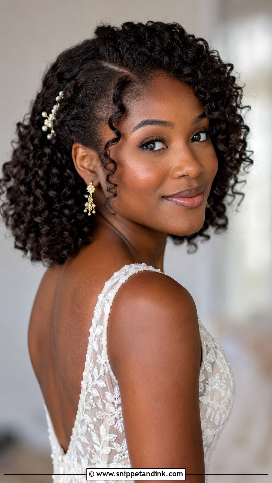 Shoulder Length Curly Wedding Hairstyle - Snippet and Ink - 15 Shoulder Length Hairstyle for Wedding Ideas