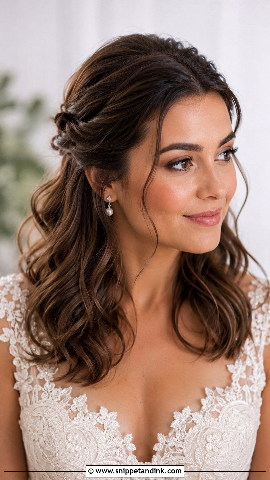 Shoulder Length Half Up Half Down Wedding Hair With Twists - Snippet and Ink - 15 Shoulder Length Half-Up Half-Down Wedding Hairstyles