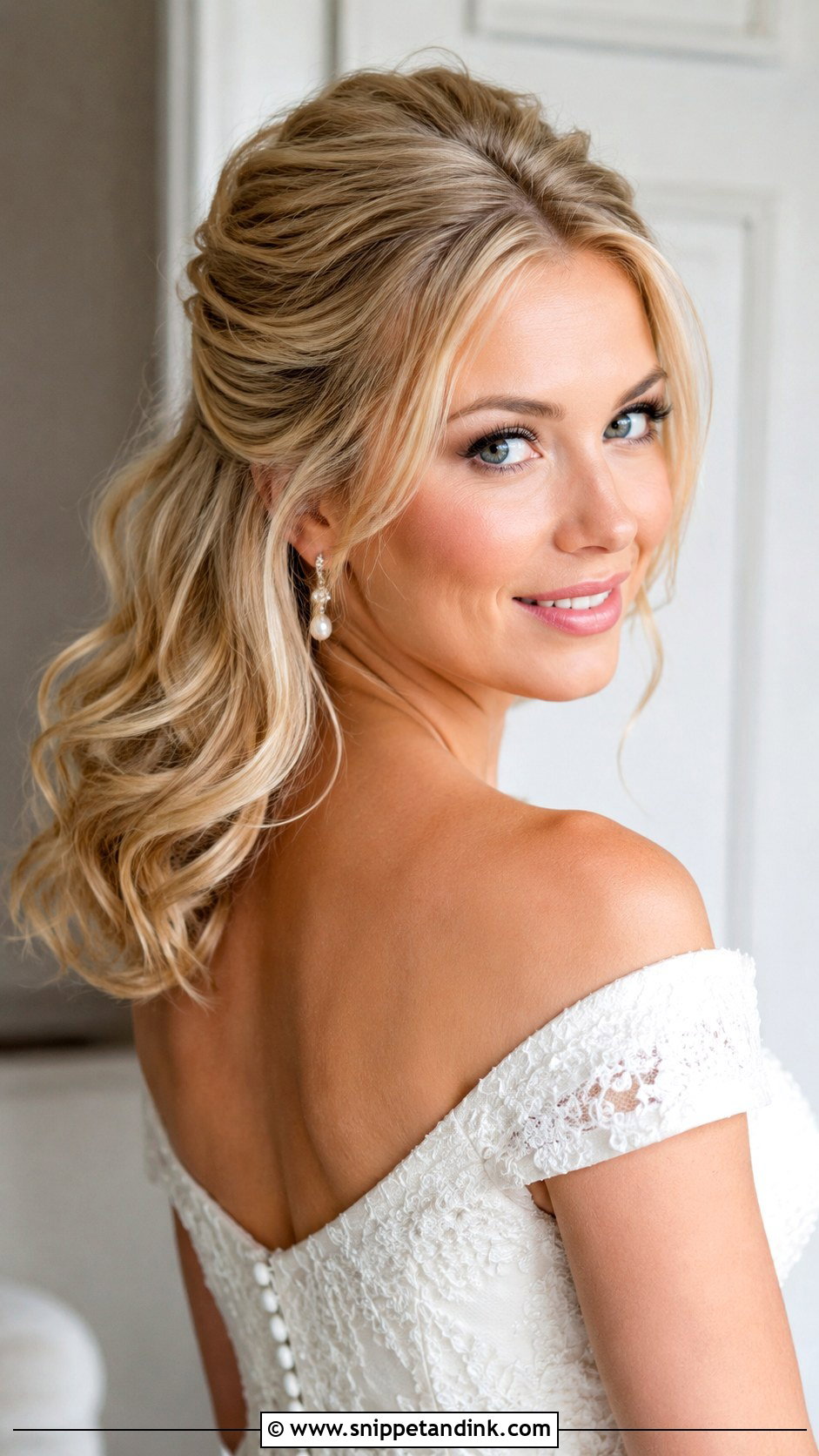 Shoulder Length Half Up Half Down Wedding Hair With Volume - Snippet and Ink - 15 Shoulder Length Half-Up Half-Down Wedding Hairstyles