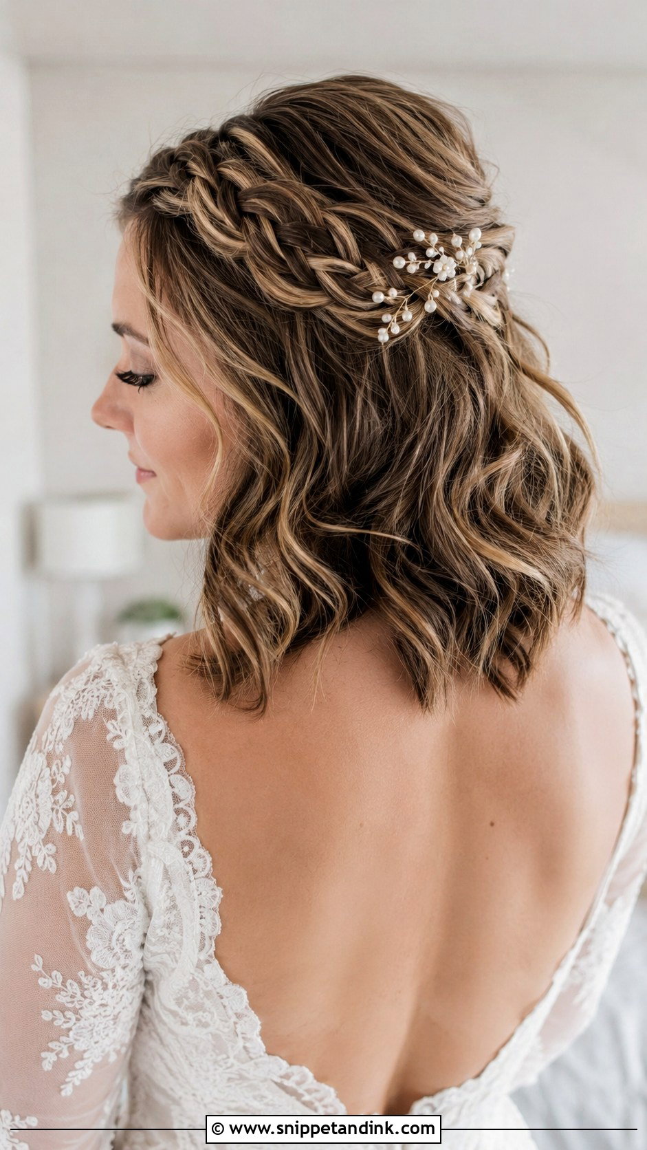 Shoulder Length Half Up Wedding Hair With Braids - Snippet and Ink - 15 Short Hair Shoulder Length Half-Up Half-Down Wedding Hairstyles