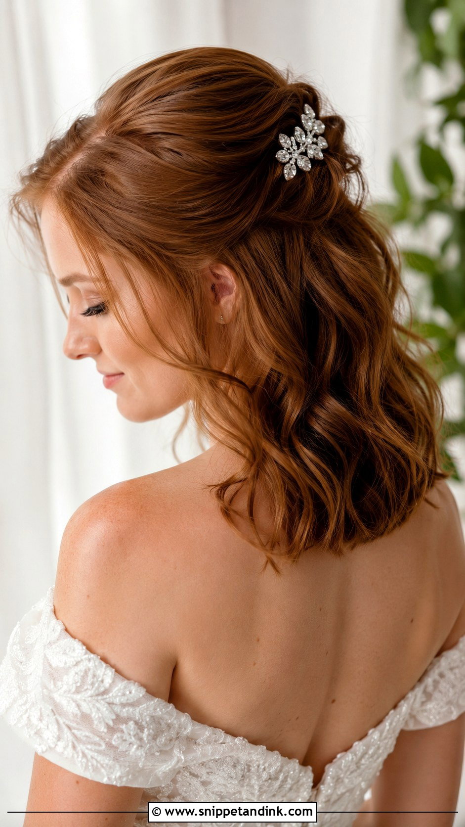 Shoulder Length Half Up Wedding Hair With Natural Curls - Snippet and Ink - 15 Short Hair Shoulder Length Half-Up Half-Down Wedding Hairstyles