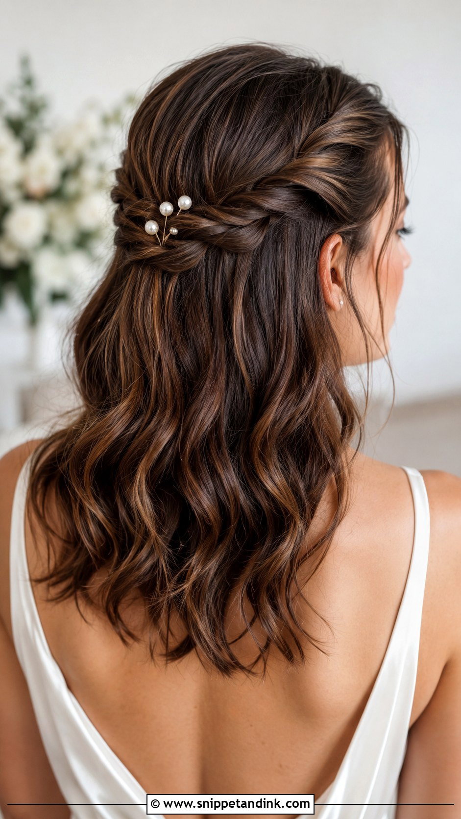 Shoulder Length Half Up Wedding Hair With Twists - Snippet and Ink - 15 Short Hair Shoulder Length Half-Up Half-Down Wedding Hairstyles