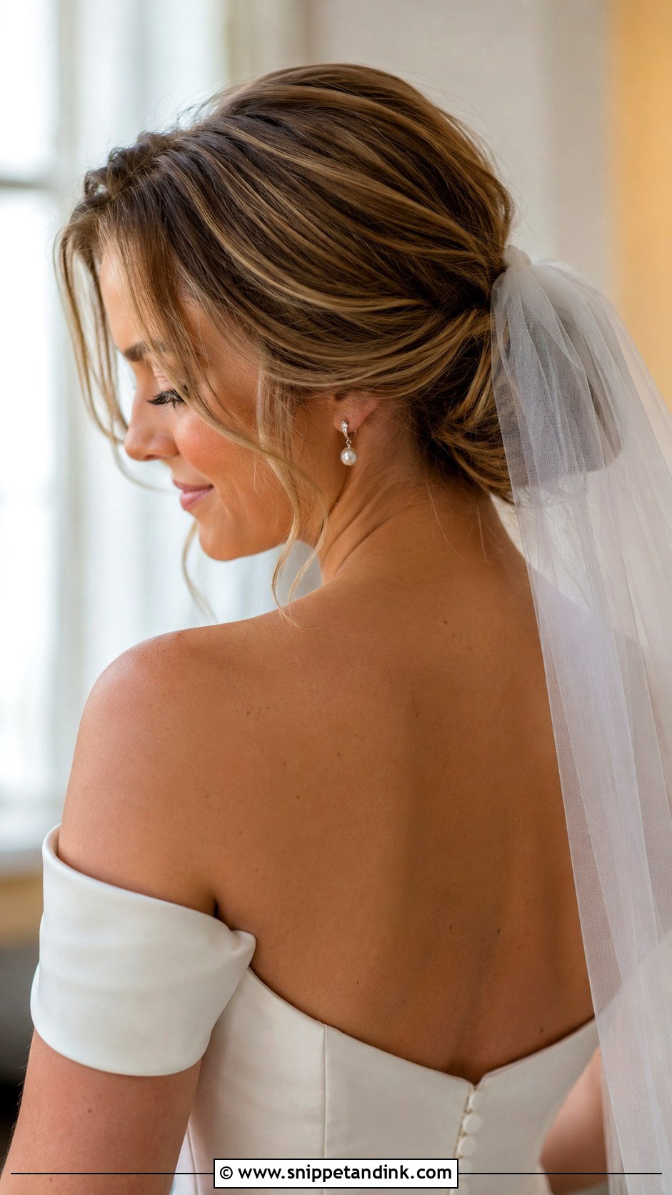 Shoulder Length Low Bun Bride Hair - Snippet and Ink - 15 Shoulder Length Bride Hairstyles