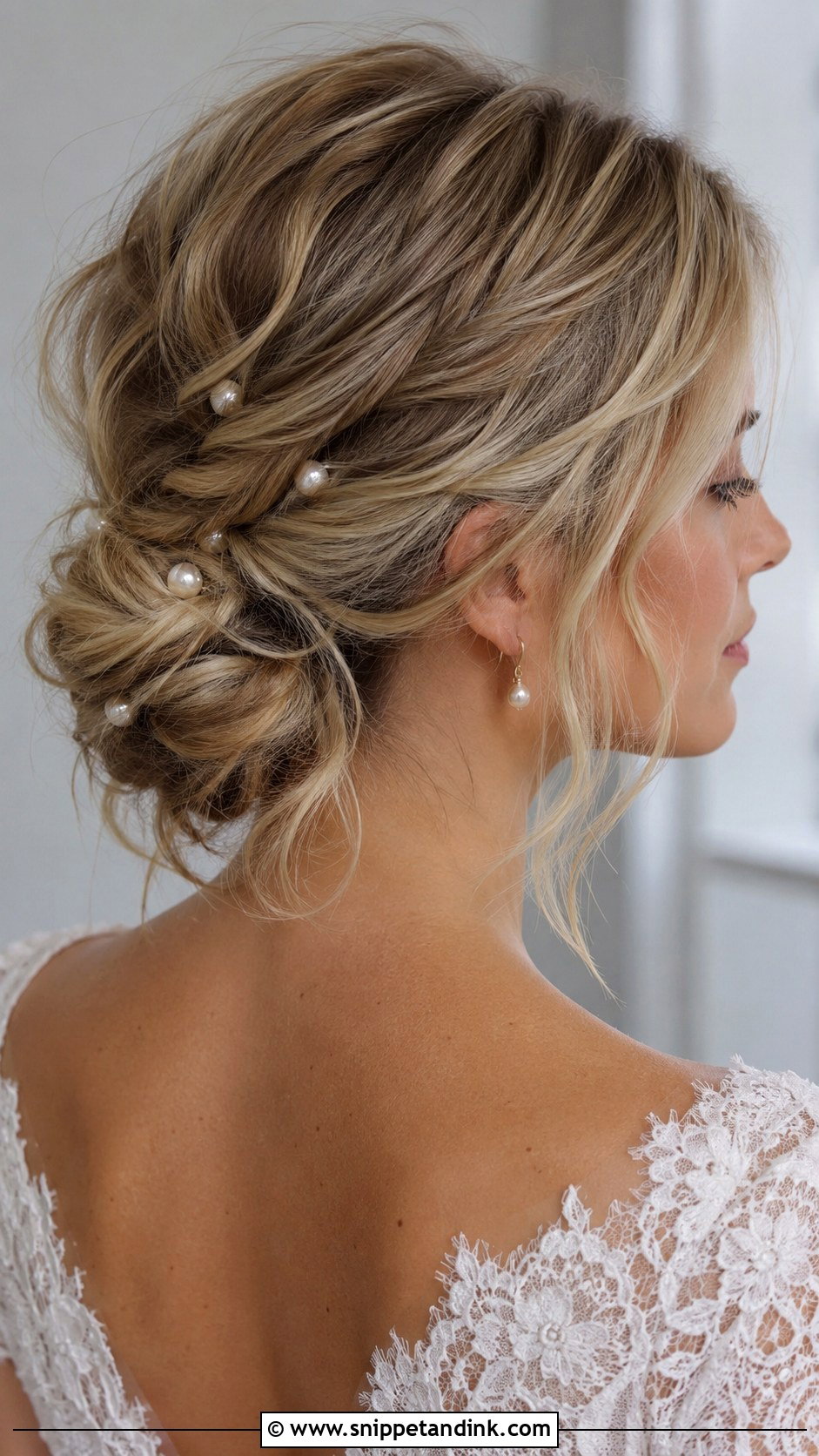 Shoulder Length Messy Bun Wedding Hairstyle - Snippet and Ink - 15 Shoulder Length Hairstyle for Wedding Ideas