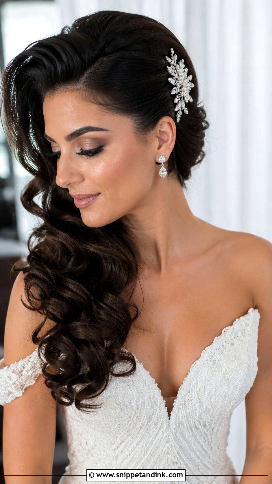 Shoulder Length Side Swept Wedding Hairstyle - Snippet and Ink - 15 Shoulder Length Hairstyle for Wedding Ideas
