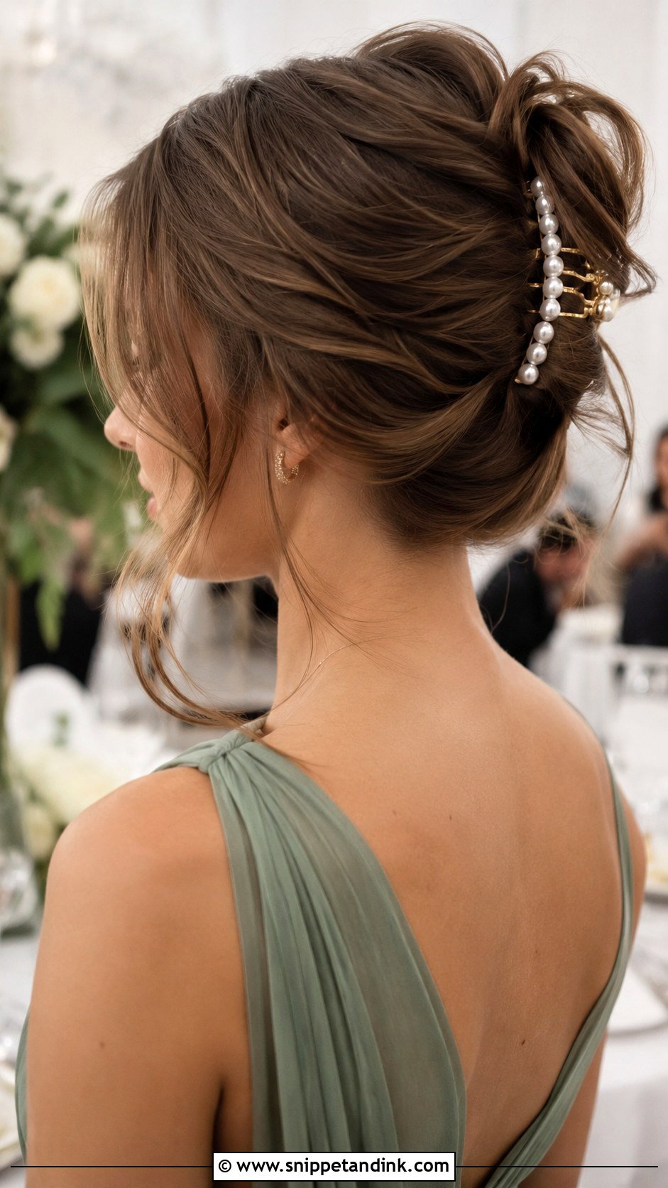 Shoulder Length Wedding Guest Claw Clip Updo - Snippet and Ink - 15 Shoulder Length Hairstyles for Wedding Guest