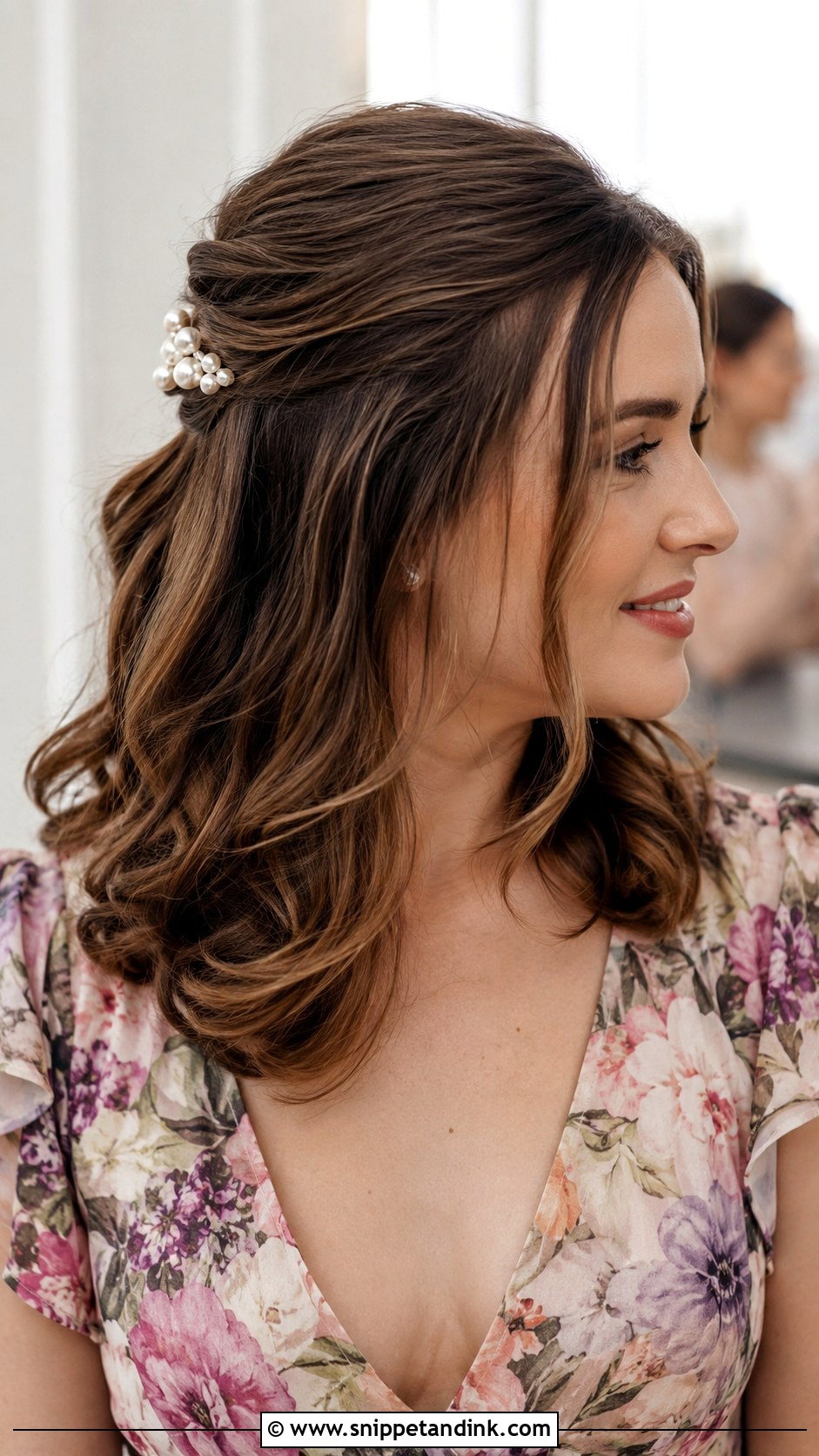 Shoulder Length Wedding Guest Half Up Hair - Snippet and Ink - 15 Shoulder Length Hairstyles for Wedding Guest