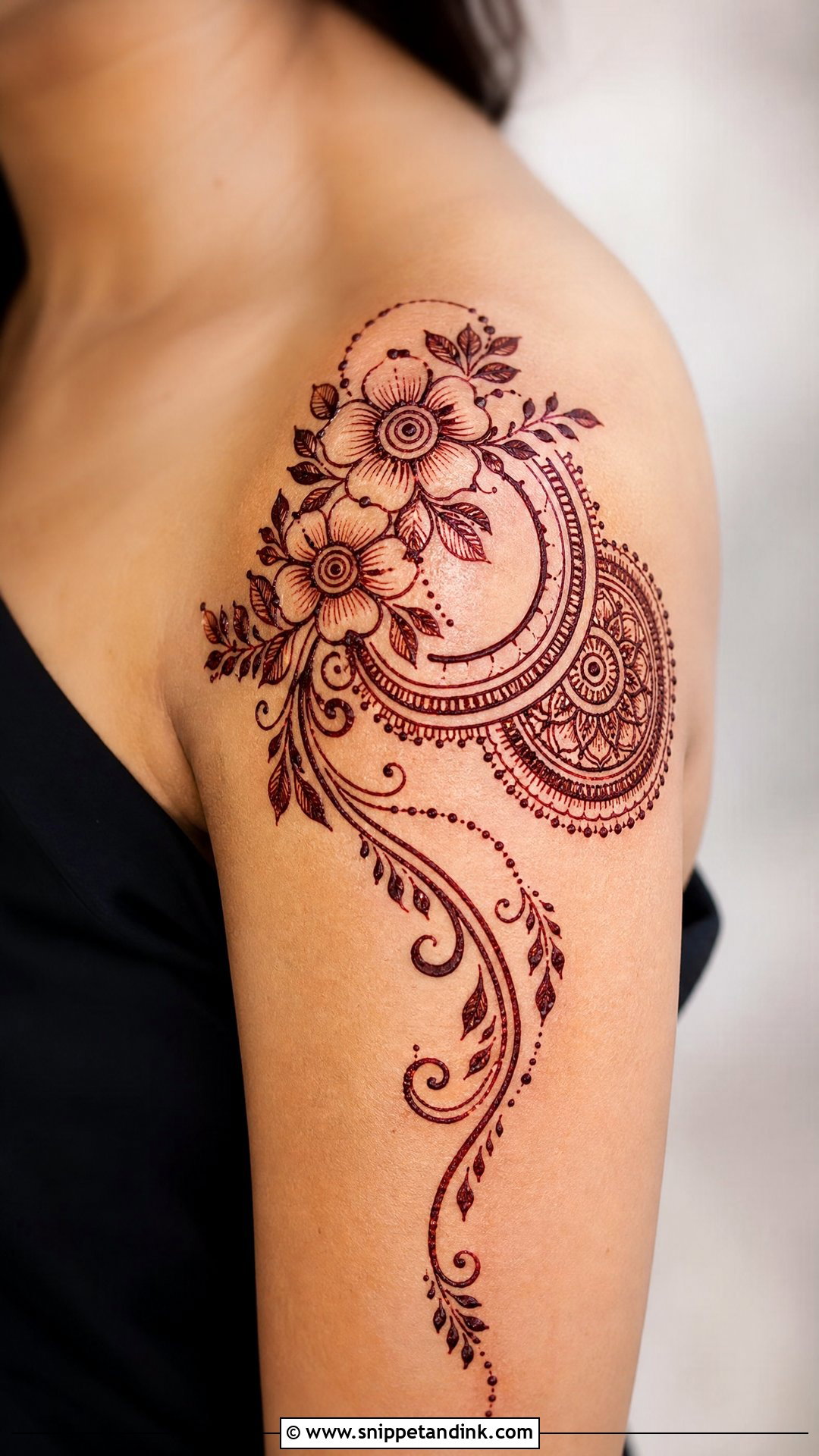 Shoulder Tattoo Mehndi Design - Snippet and Ink - 30 Unique Tattoo Mehndi Designs