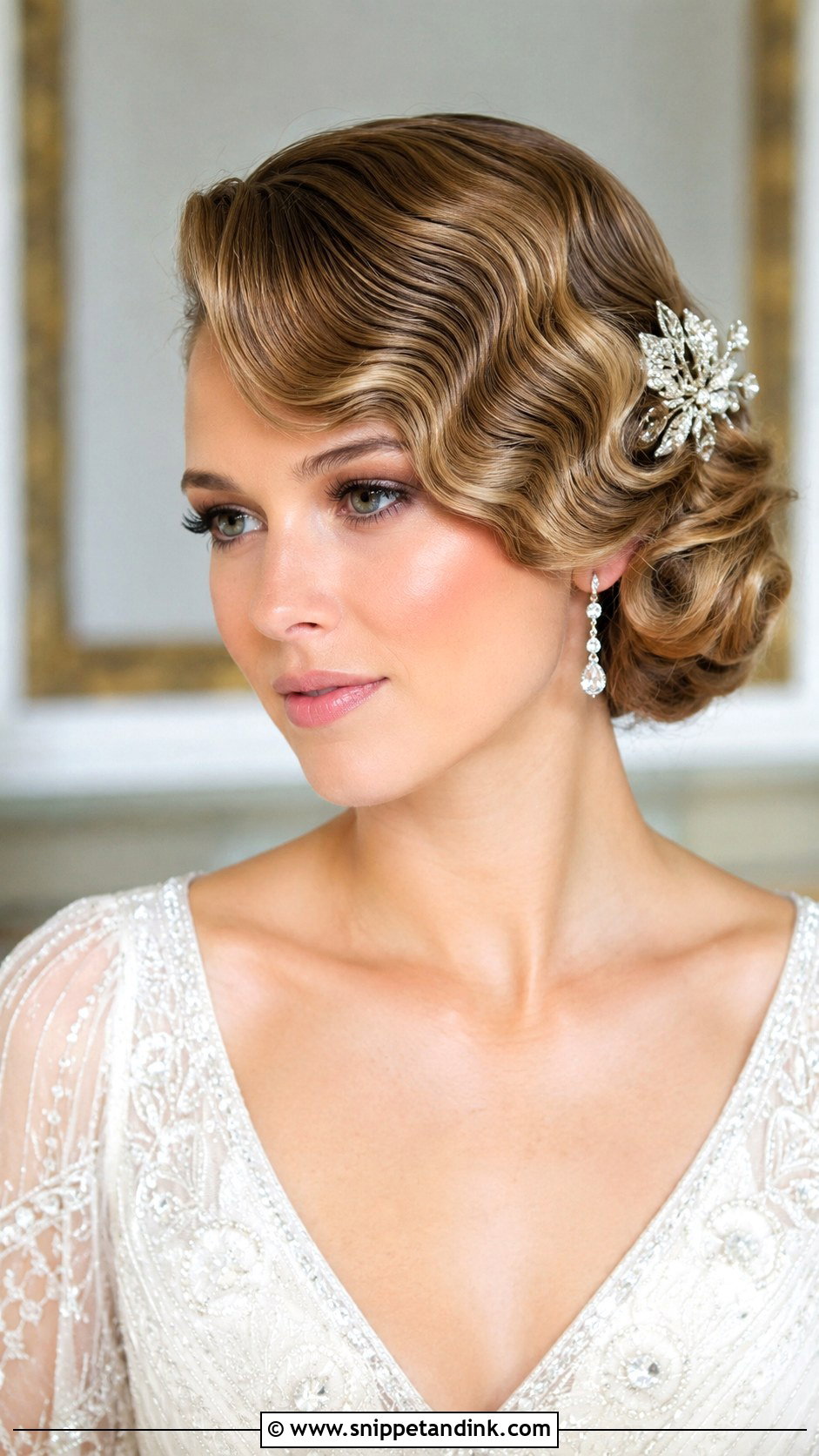Side Bangs With Vintage Waves - Snippet and Ink - 25 Bride Hairstyles with Bangs