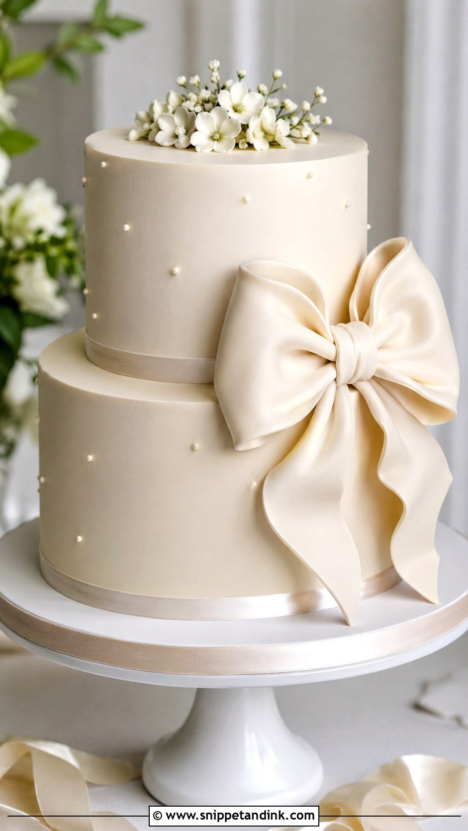Side Bow Wedding Cake - Snippet and Ink - 20 Side Cake Designs for Wedding