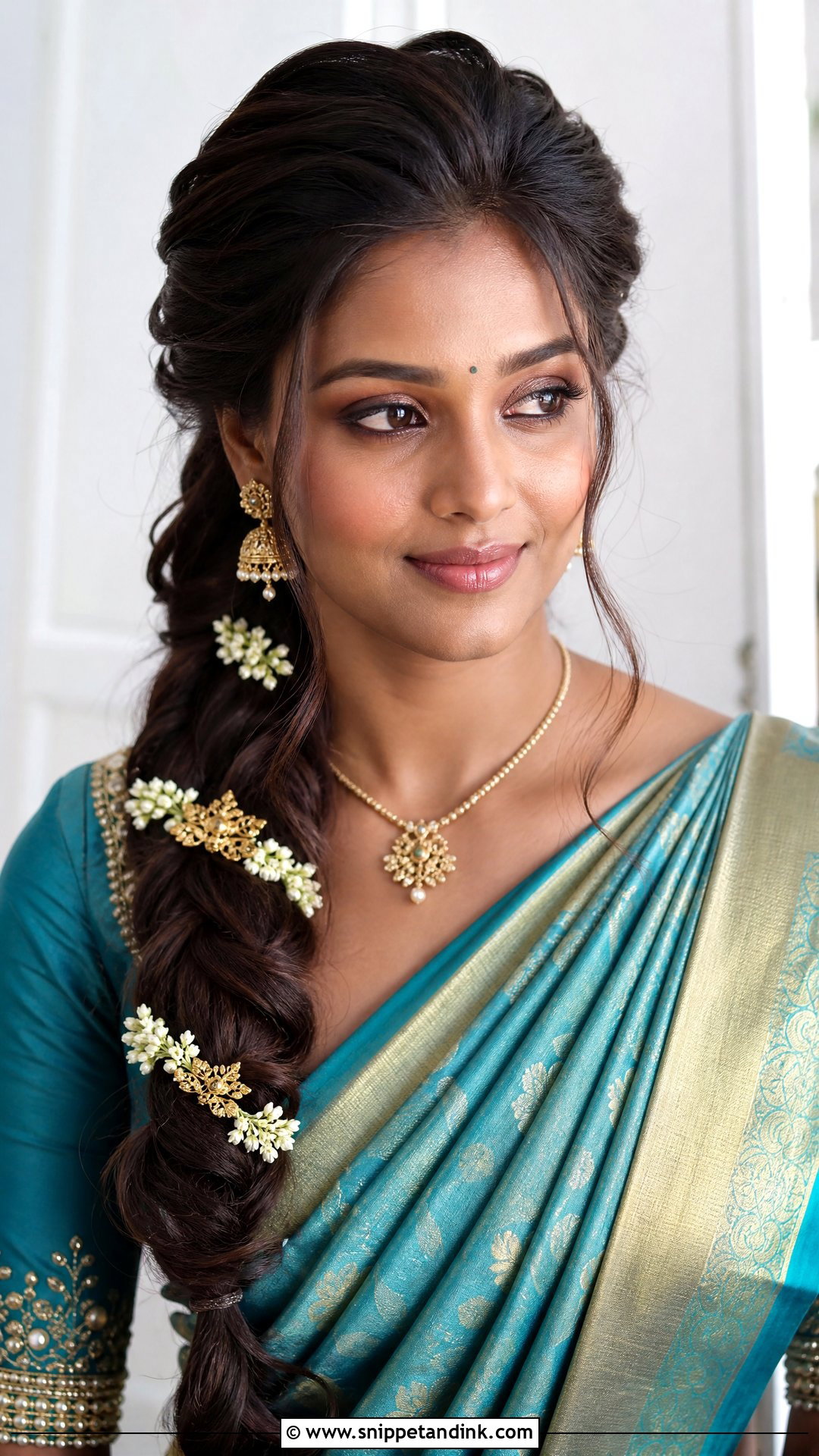 Side Braid Bridal Hairstyle - Snippet and Ink - 20 South Indian Wedding Bridal Hairstyle Ideas