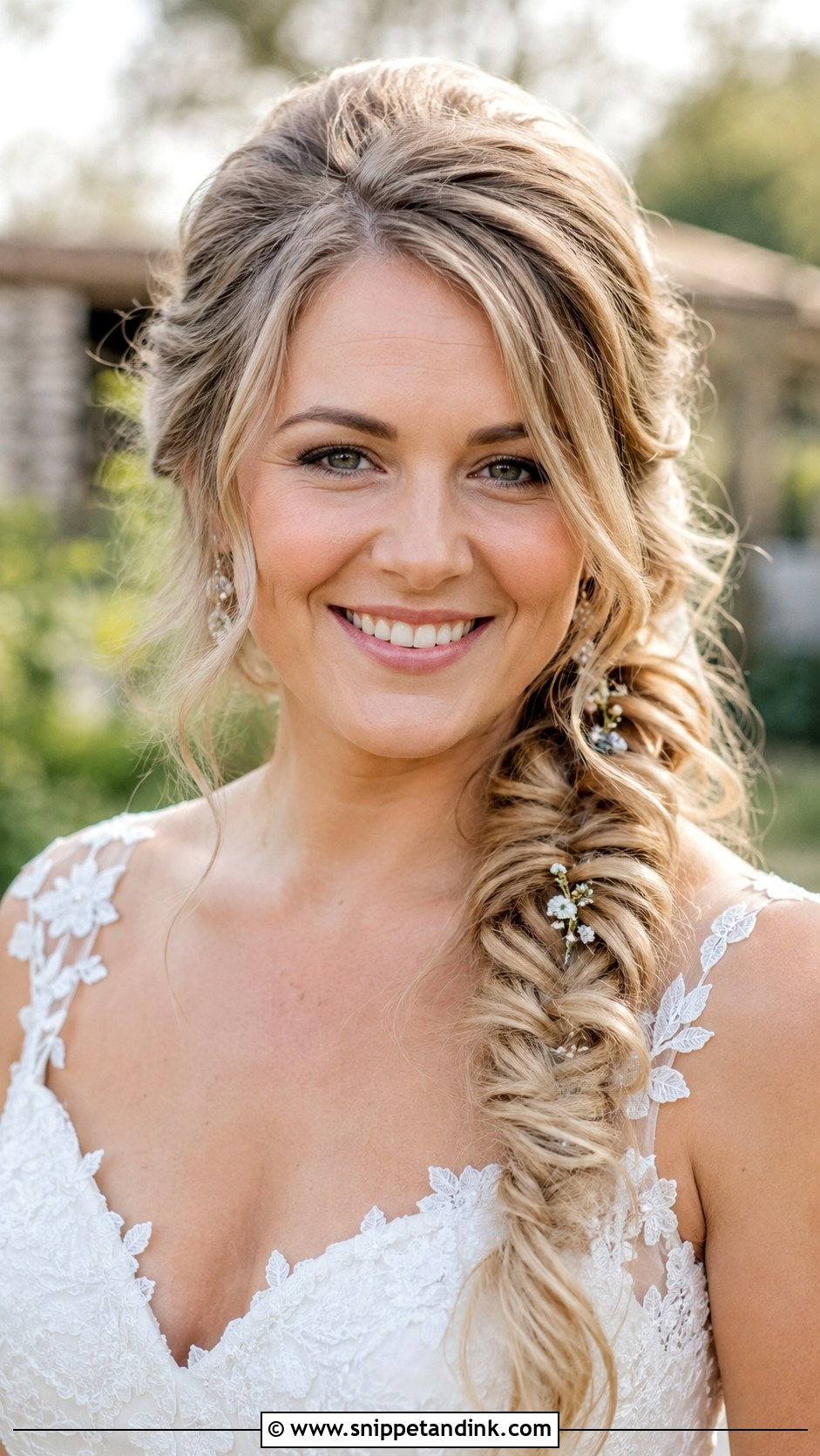 Side Braid Bridal Hairstyle For Round Face - Snippet and Ink - 20 Bridal Hairstyles for Round Face Brides