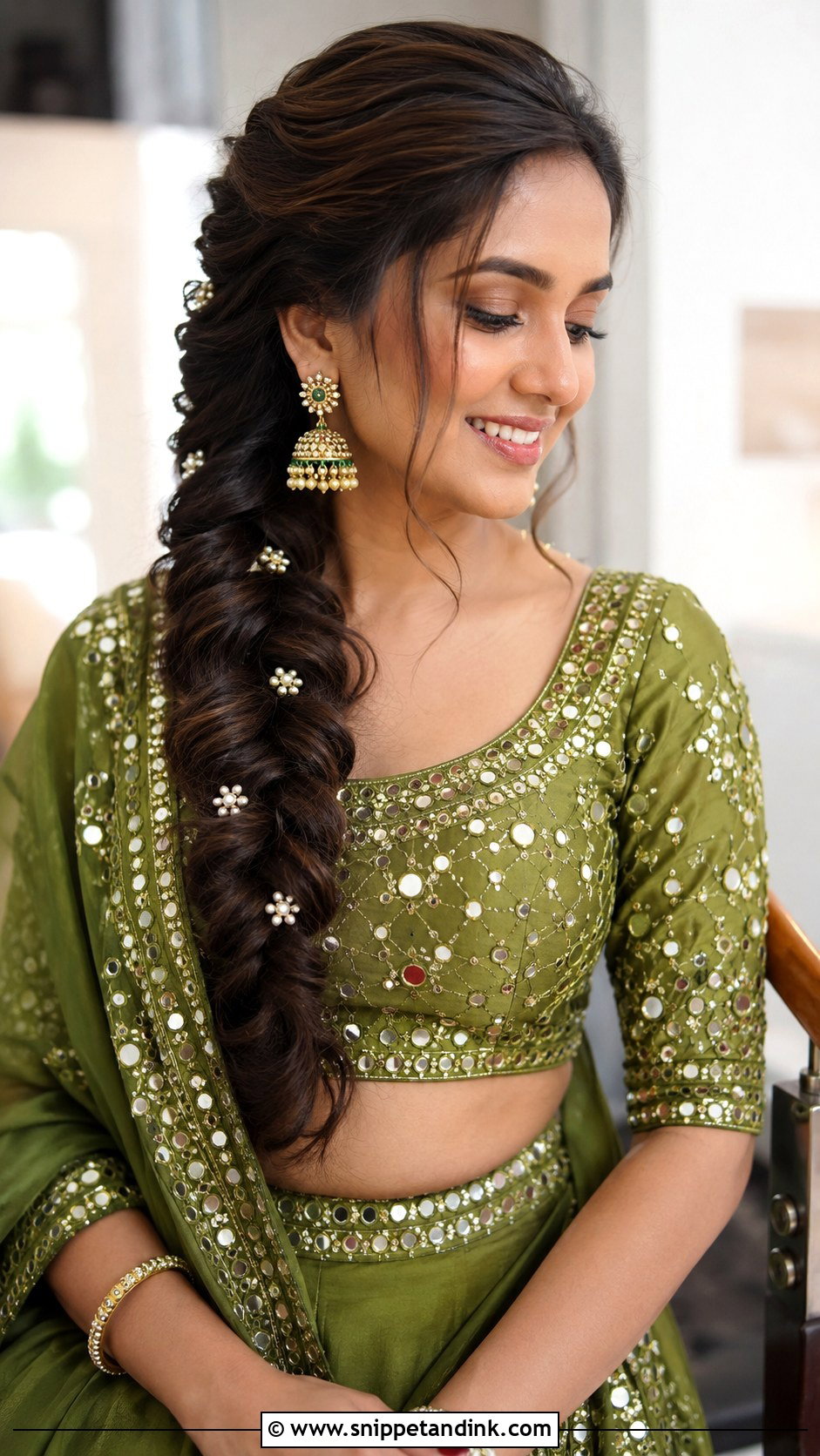 Side Braid For Chaniya Choli Wedding - Snippet and Ink - 15 Hairstyle for Chaniya Choli Wedding Ideas