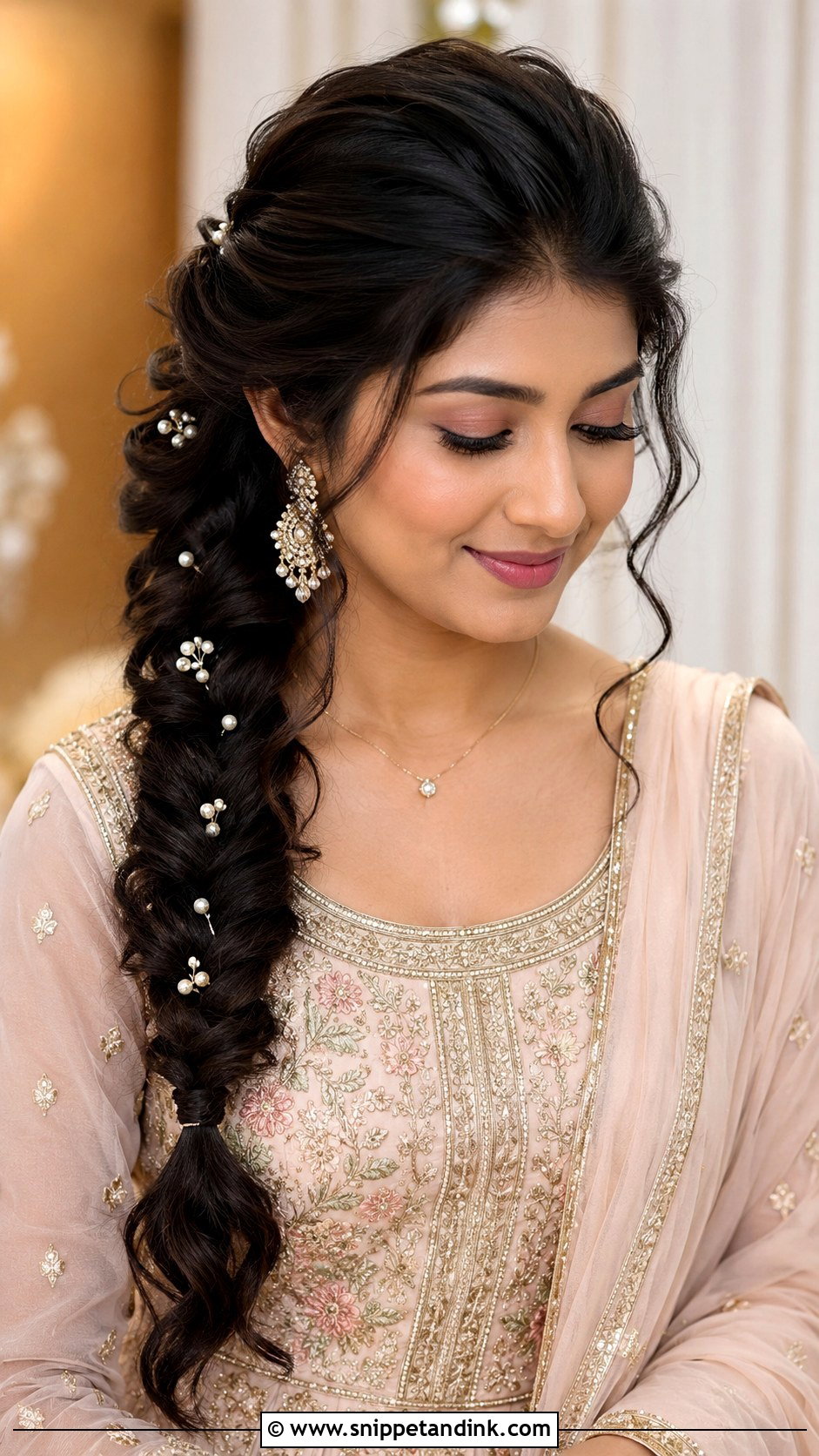 Side Braid Hairstyle For Indian Wedding Guest - Snippet and Ink - 20 Hair Styles for Indian Wedding Guest