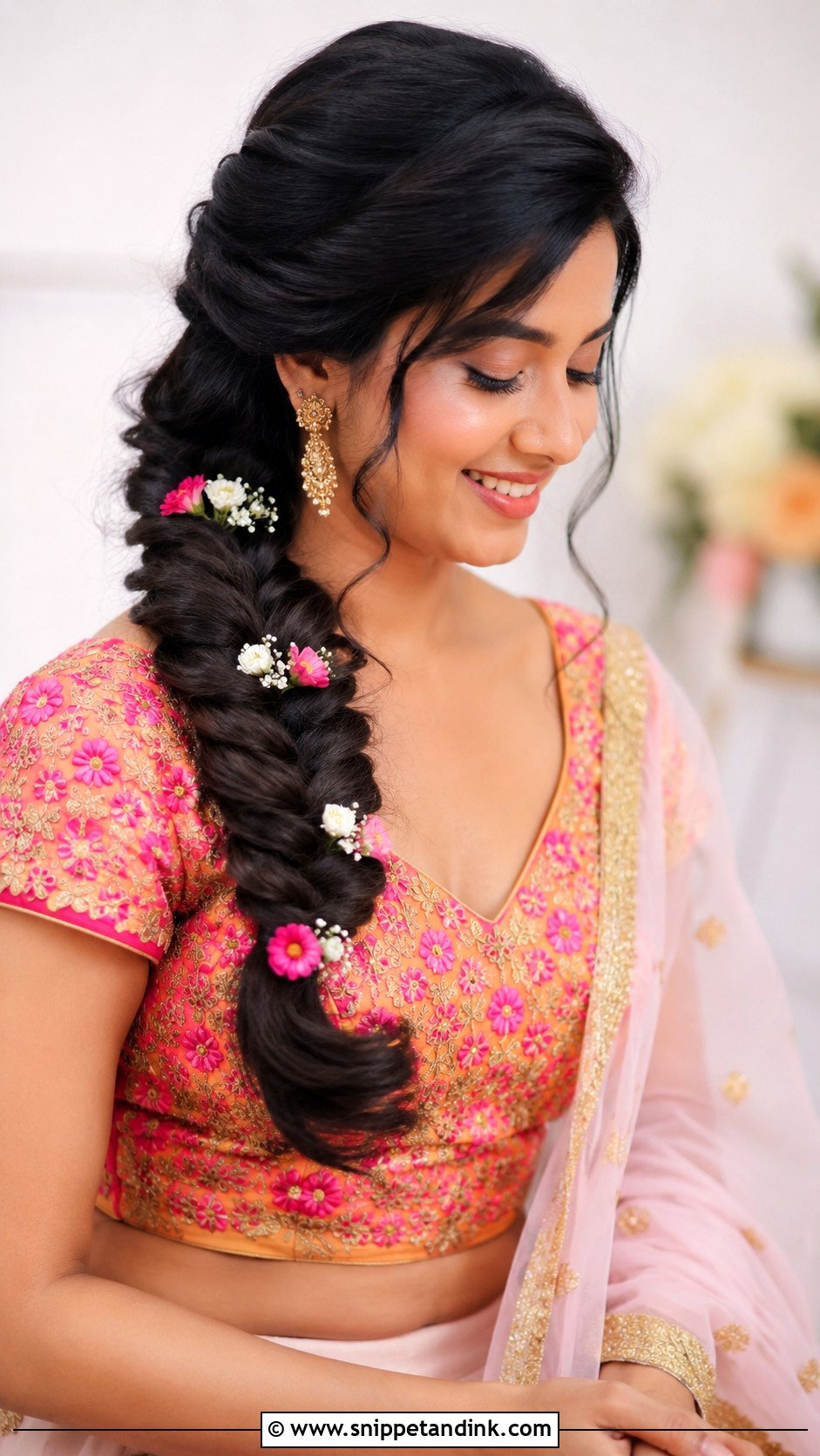 Side Braid Hairstyle For Marriage Function - Snippet and Ink - 15 Simple Hairstyles for Marriage Functions